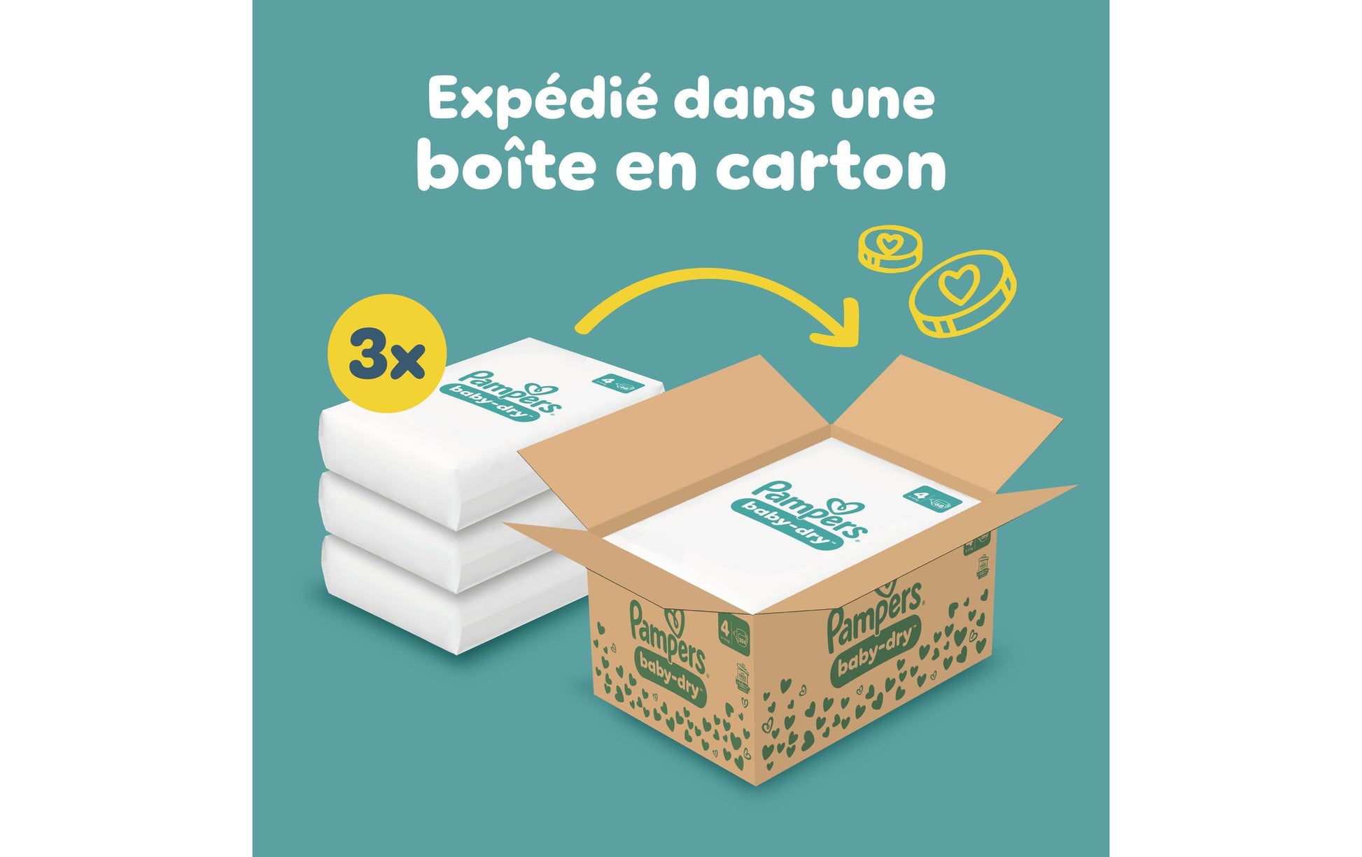 Pampers Windeln Baby Dry – Grösse 4 (9–14 kg) – 204 Stk – weiss