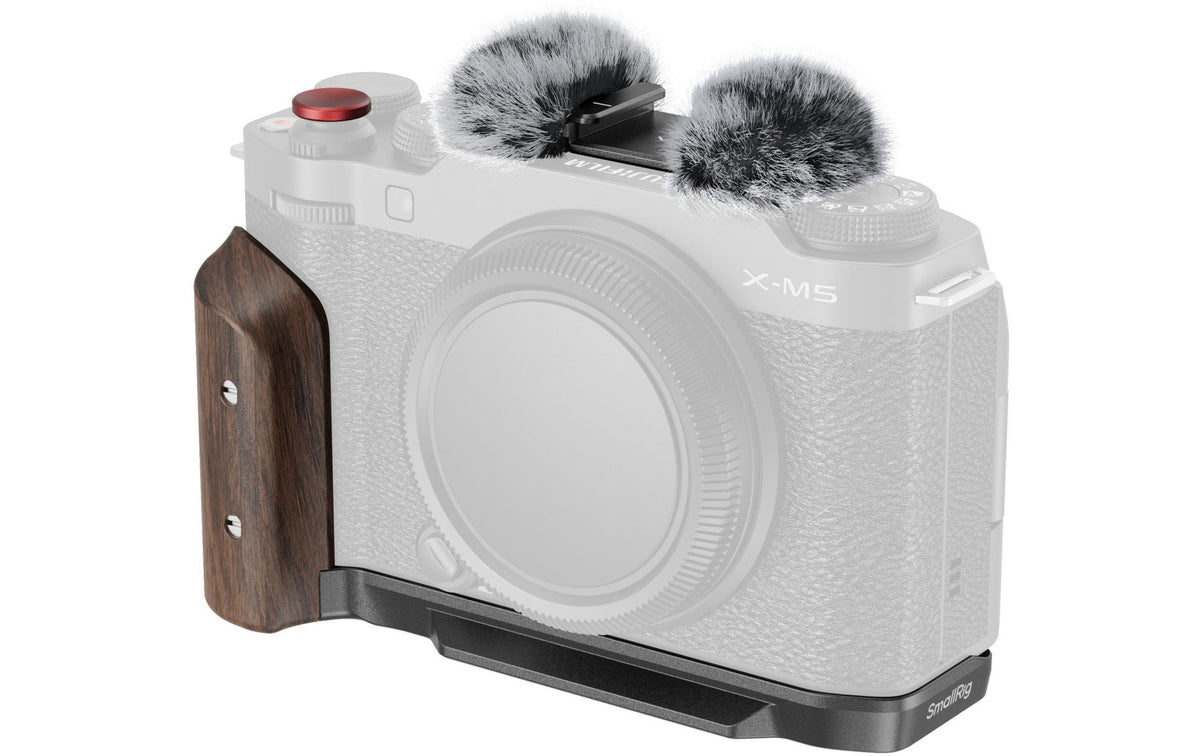 SmallRig 5260 L-Platte mit Holzgriff – Aluminium, 1/4" Gewinde, Schnellfreigabe – für Fujifilm X-M5 – Schwarz