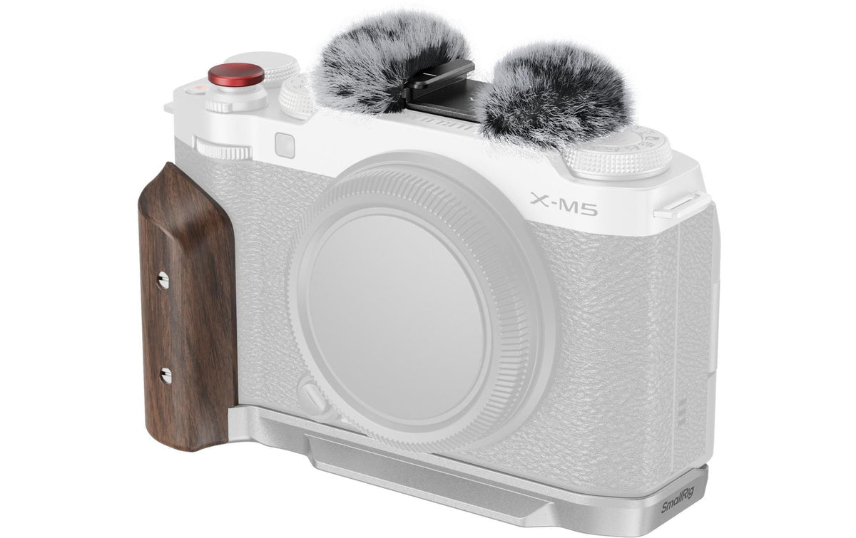 SmallRig 5261 L-Form Platte (Griff) – 47,6 × 114 × 54 mm, 1/4-20" – für FUJIFILM X-M5 – Silber/Holz