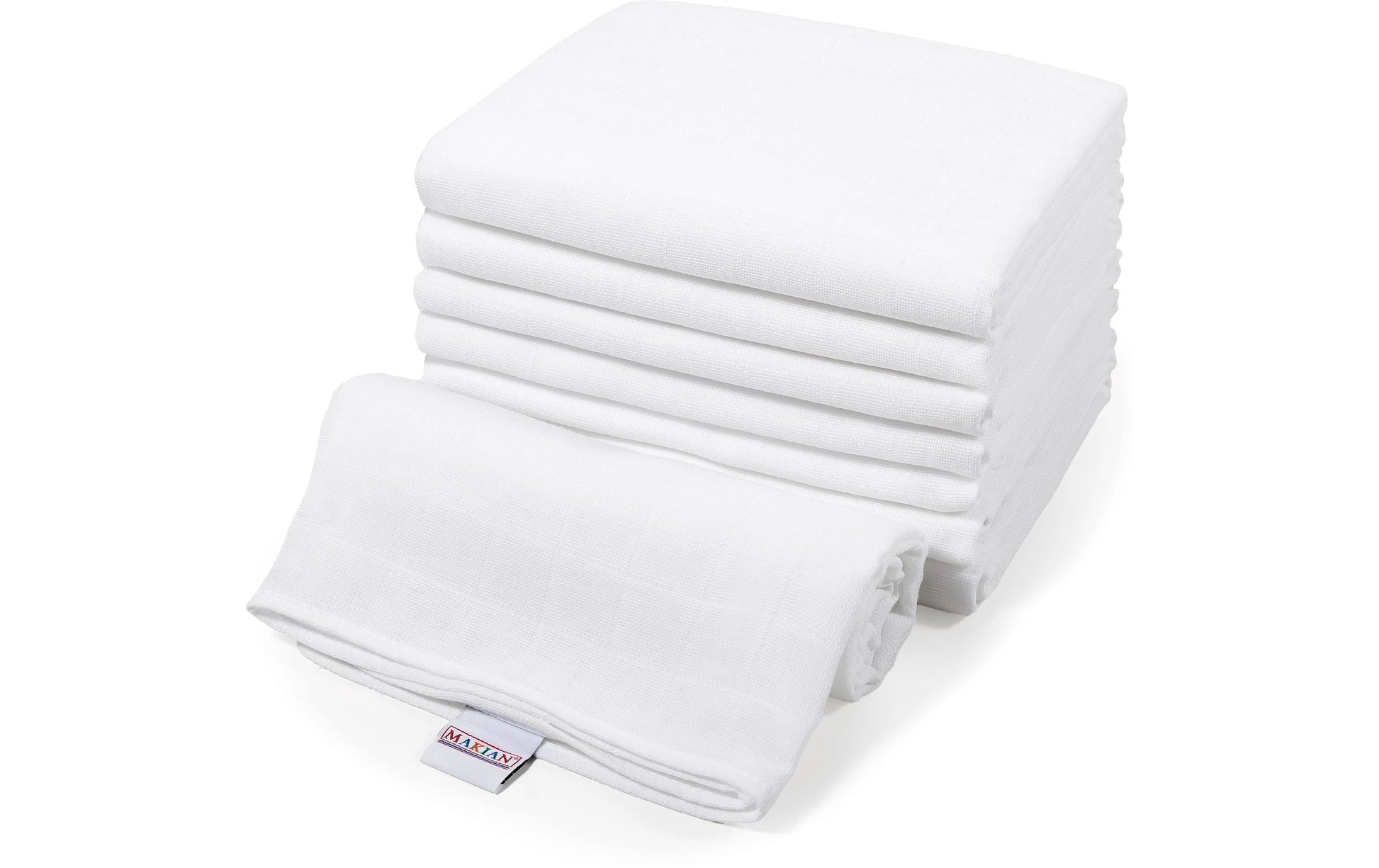 Makian Mullwindeln – 80 × 80 cm, Weiss, Baumwolle, 8er-Set, OEKO-TEX