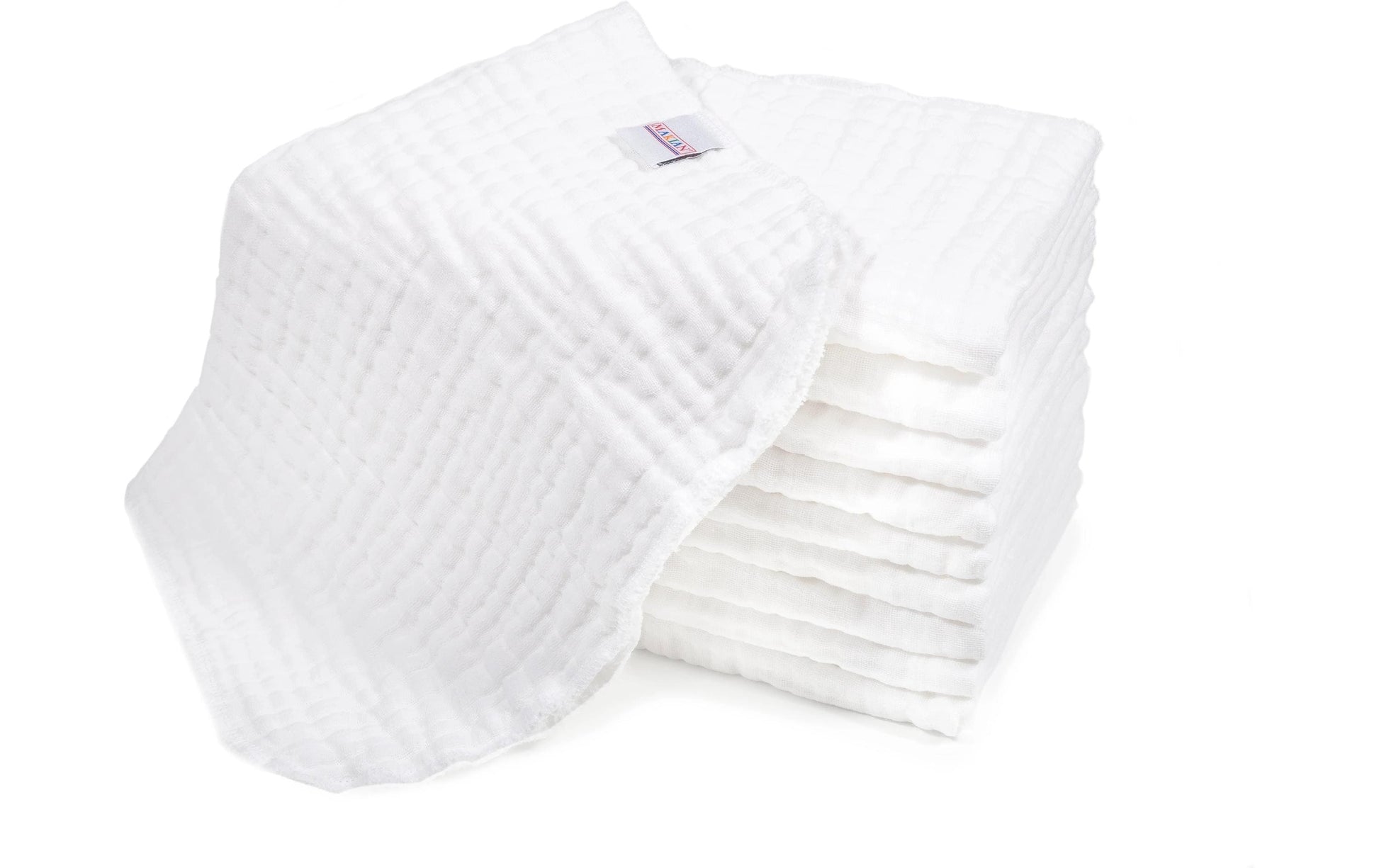 Makian Mullwindeln – 35 × 50 cm, Weiss, Baumwolle, 10er-Set, OEKO-TEX