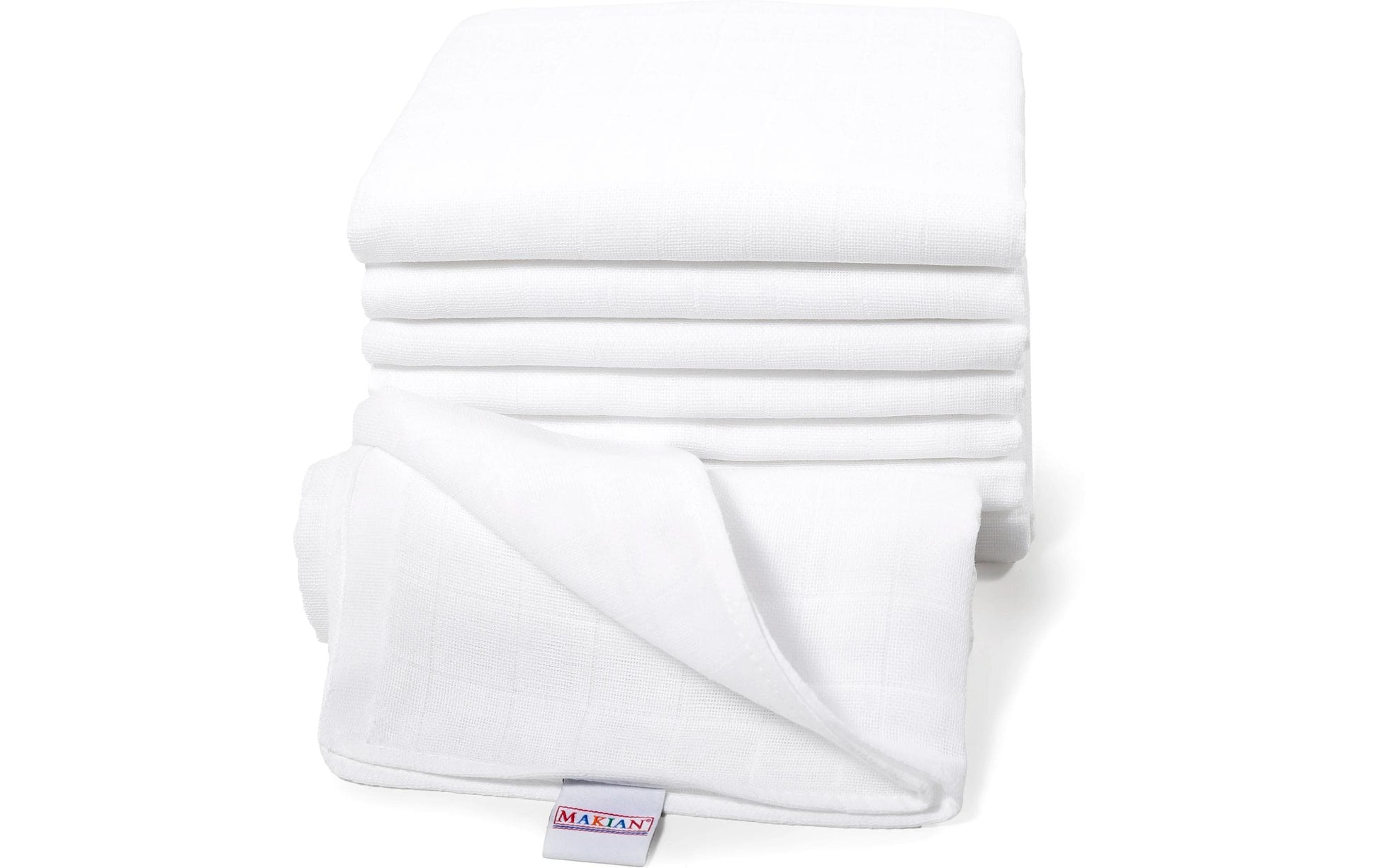 Makian Mullwindeln – 70 × 70 cm, Weiss, Baumwolle, 8er-Set, OEKO-TEX STANDARD 100