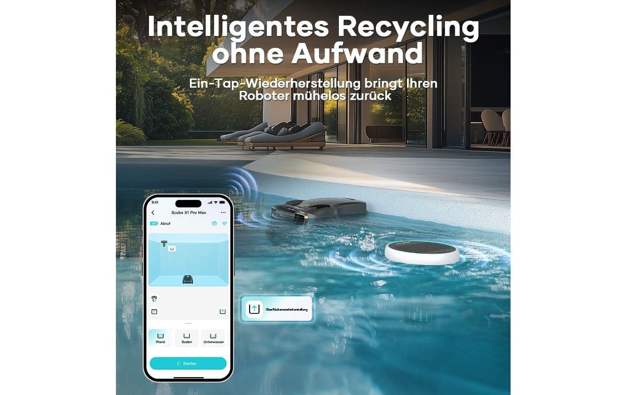 Aiper Roboter-Pool-Reiniger Scuba S1 – bis 150 m² – Akku – schwarz/blau/grau – für Überirdische Pools