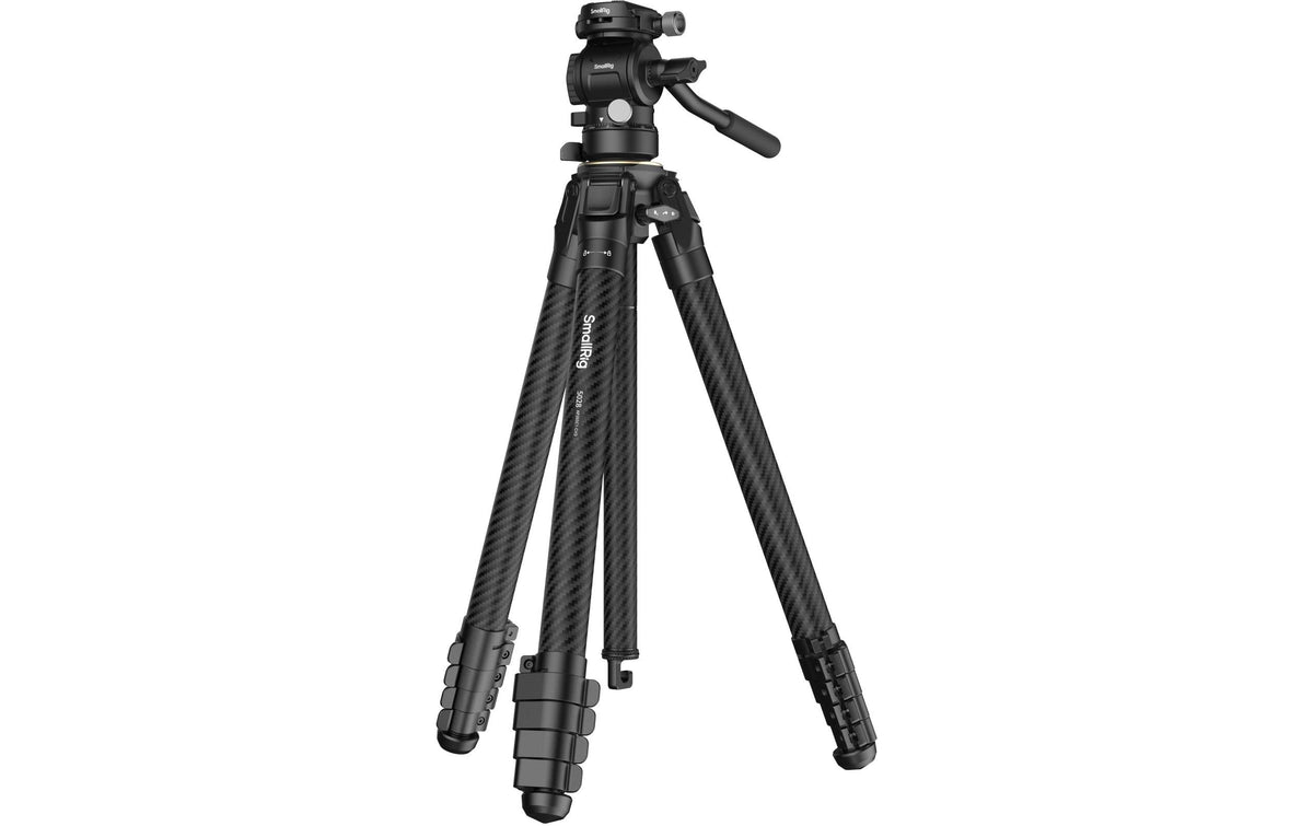 SmallRig 5028 Stativ – Karbonfaser/Aluminium, Kugelkopf, 158 cm ausgefahren, 10 kg Traglast – Schwarz