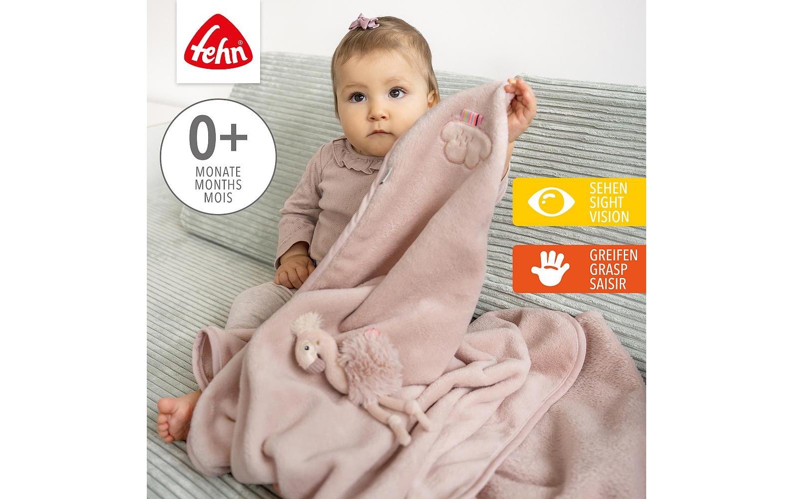 Fehn Flamingo Wohndecke – Plüsch (Polyester), Rosa – 100 × 75 cm