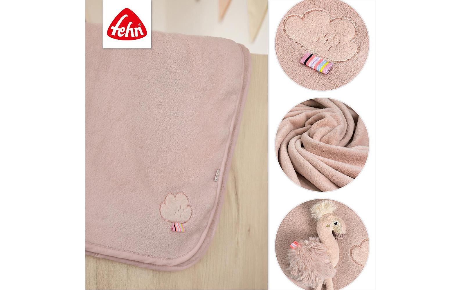 Fehn Flamingo Wohndecke – Plüsch (Polyester), Rosa – 100 × 75 cm