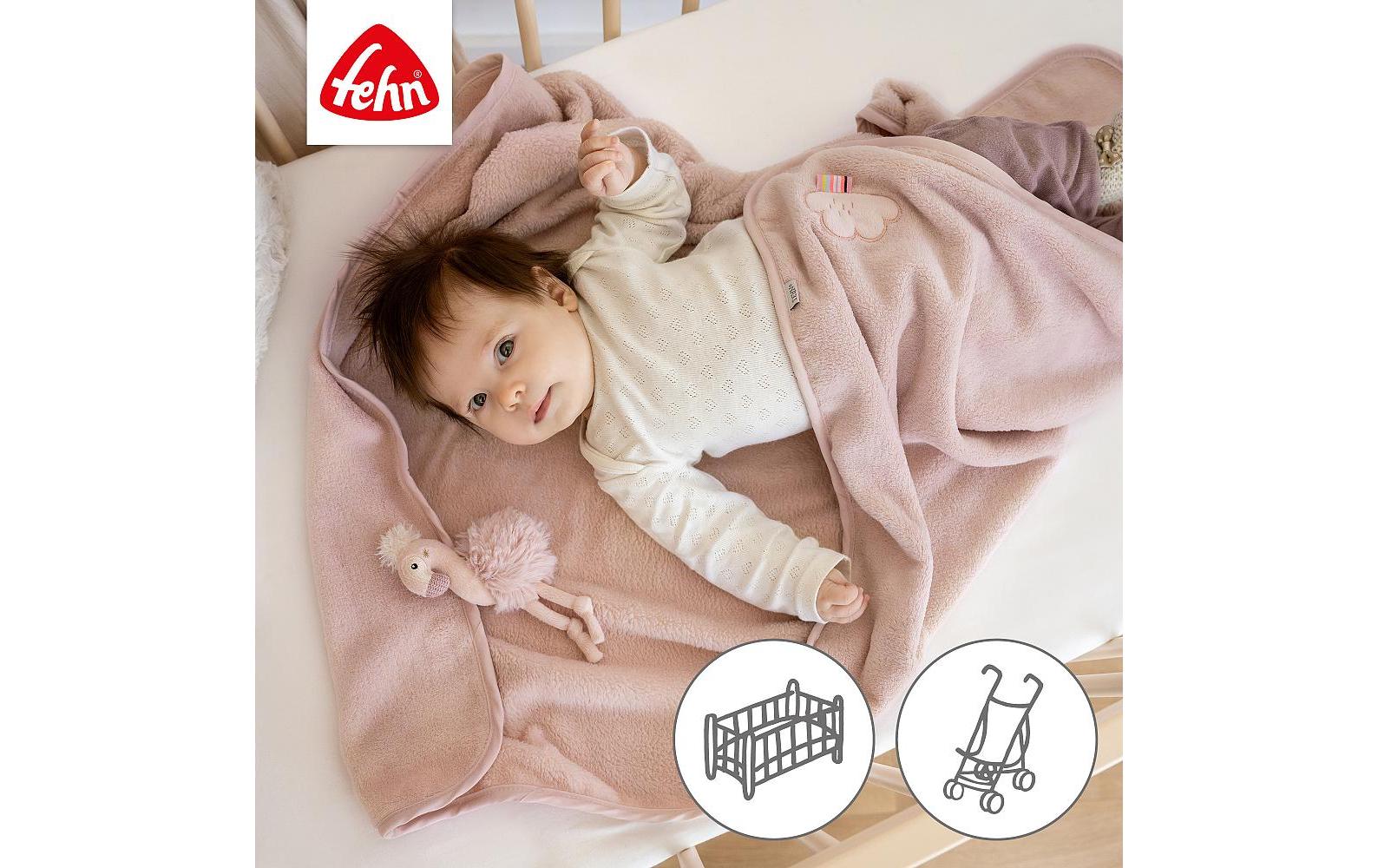 Fehn Flamingo Wohndecke – Plüsch (Polyester), Rosa – 100 × 75 cm