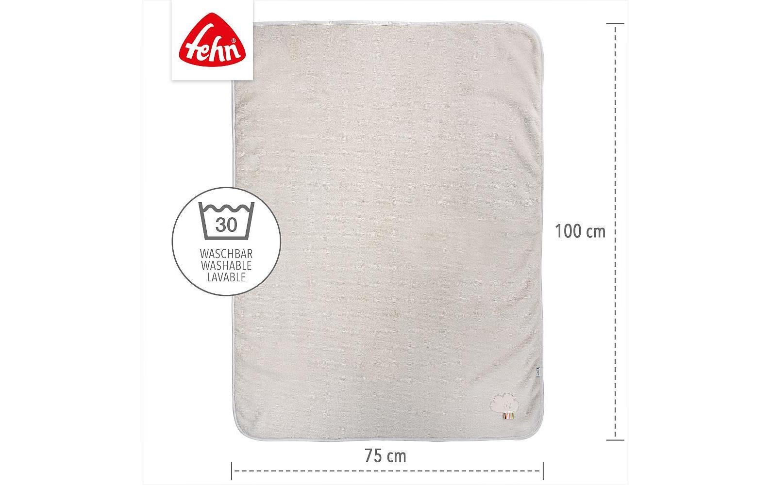 Fehn Wohndecke – Plüsch (Polyester), Grau/Beige, Faultier – 100 × 75 cm