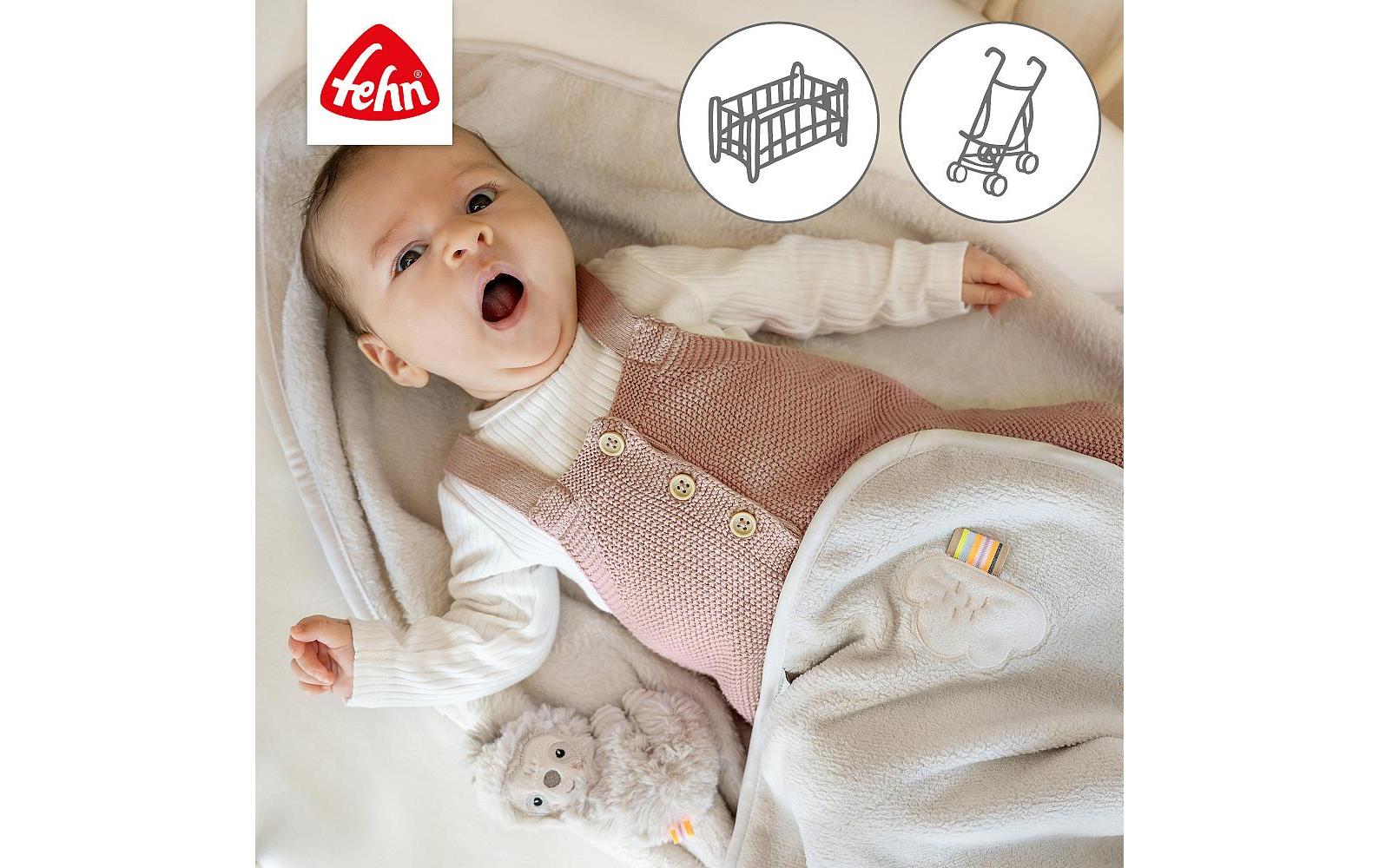 Fehn Wohndecke – Plüsch (Polyester), Grau/Beige, Faultier – 100 × 75 cm