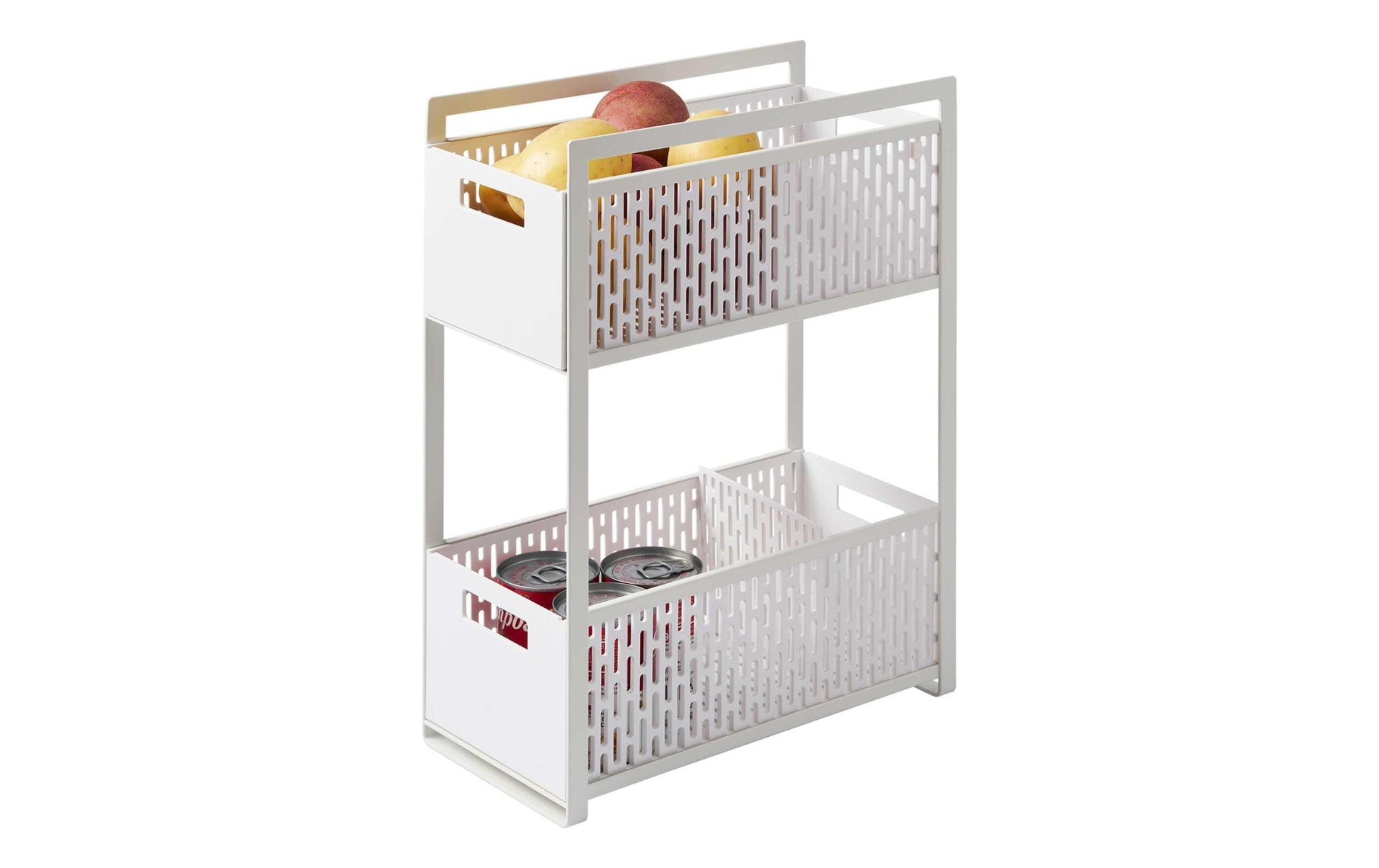 Yamazaki Aufbewahrungskorb Tower – Stahl/ABS-Kunststoff, Weiss, 16 × 46 × 32,5 cm
