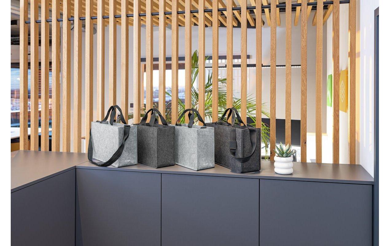 Sigel Tragetasche Desk Sharing Bag Classic L – 21 l, rPET-Filz, Hellgrau, 50 × 28 × 15 cm