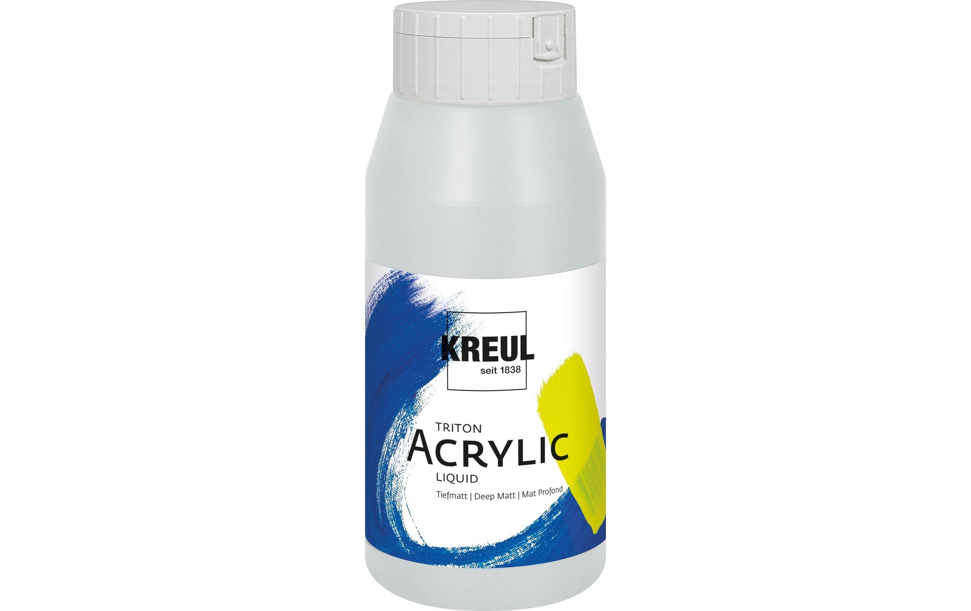 KREUL Triton Acryl Flüssig Acrylfarbe – Silber, matt – 750 ml – für Leinwand, Holz, Metall