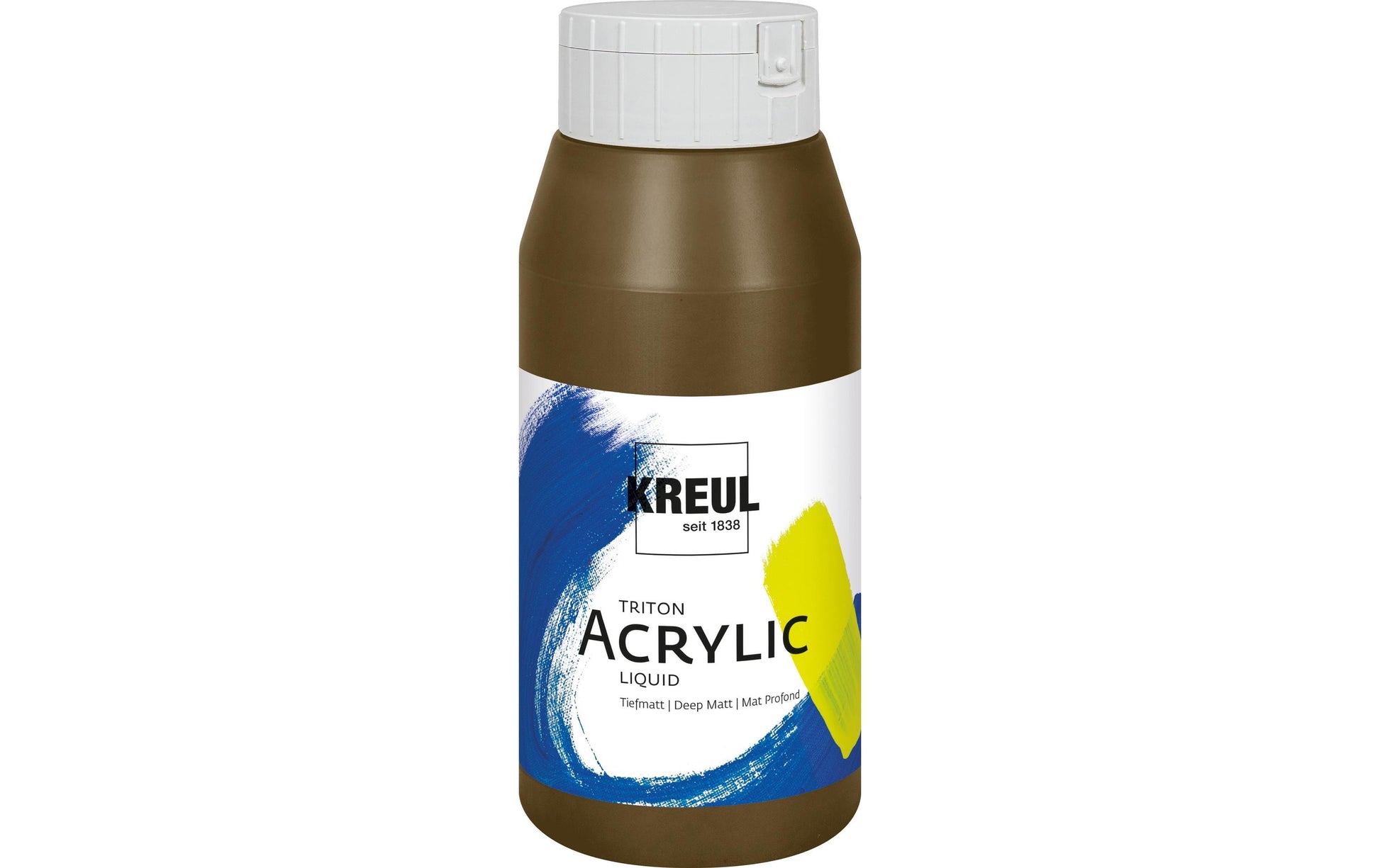 KREUL Triton Acrylfarbe – Havannabraun, seidenmatt, schnelltrocknend – 750 ml – für Leinwand, Papier, Holz