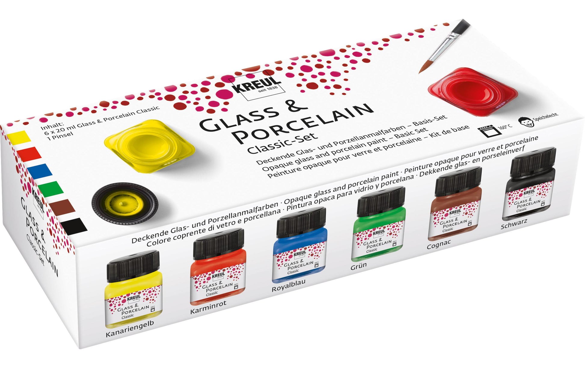 Kreul – Fenstermalfarbe – Set – 6 Farben, 6 × 20 ml, für Glas & Porzellan