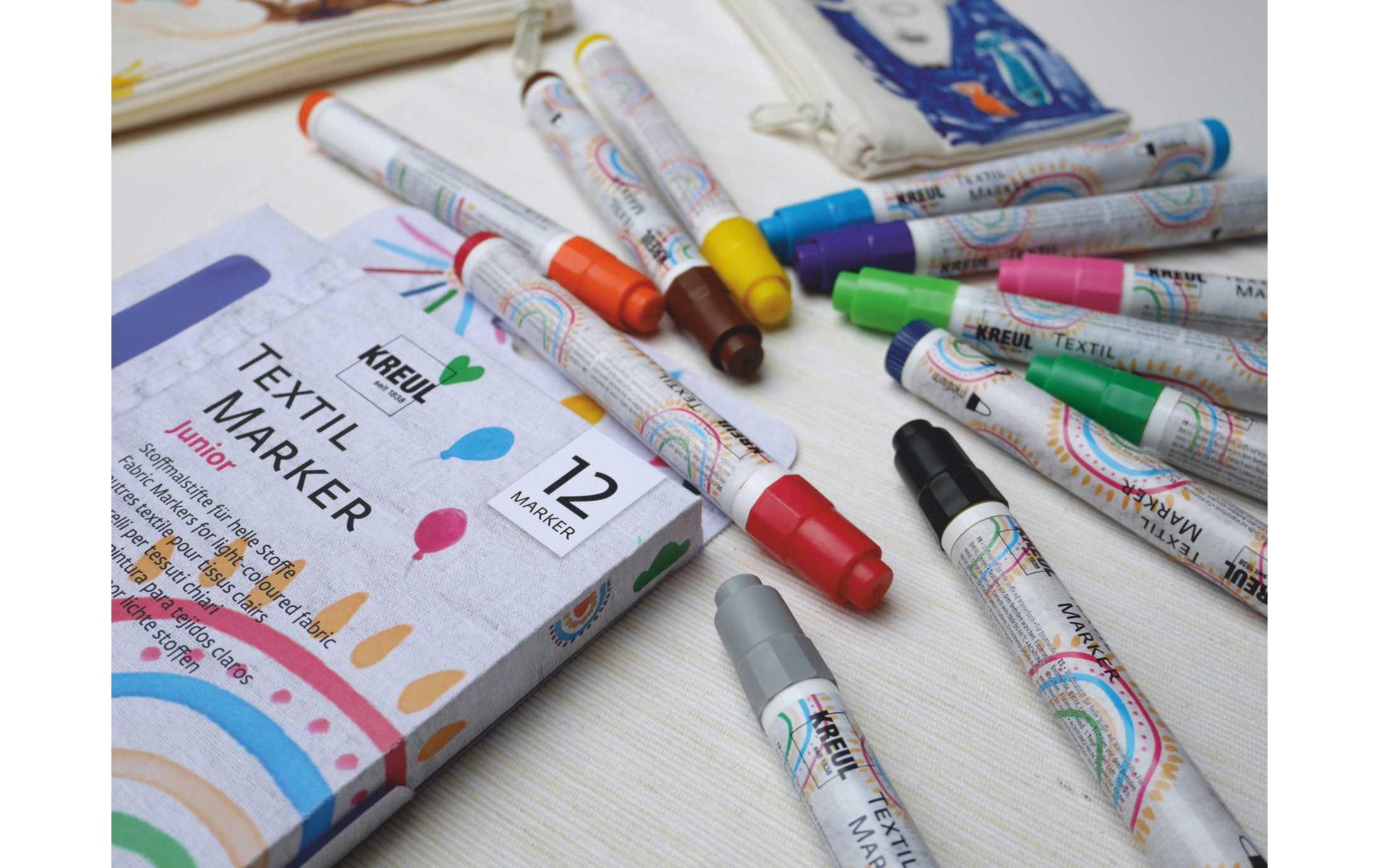 KREUL Textilmarker – Rundspitze, 2–4 mm, 12er-Set