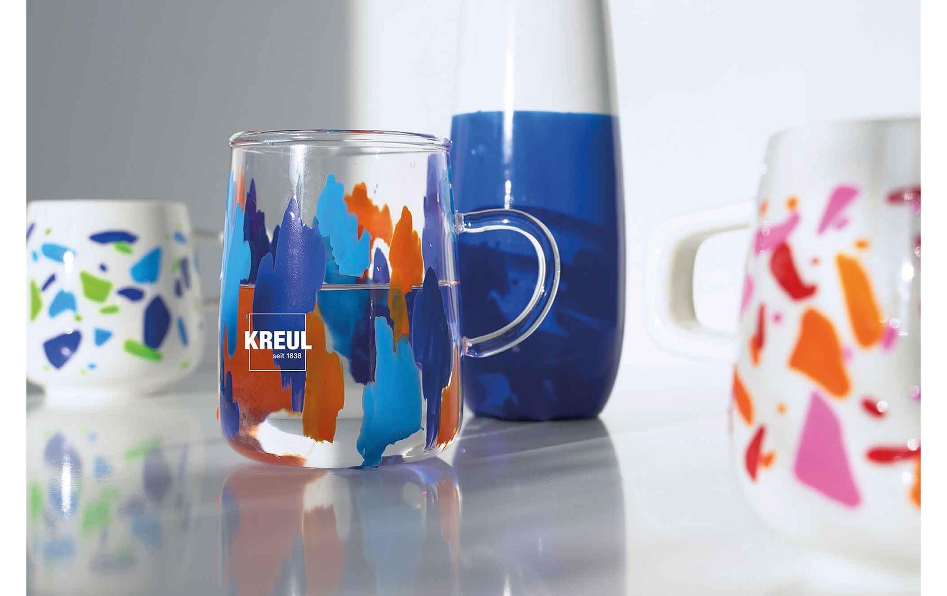 Kreul – Fenstermalfarbe – Set – 6 Farben, 6 × 20 ml, für Glas & Porzellan