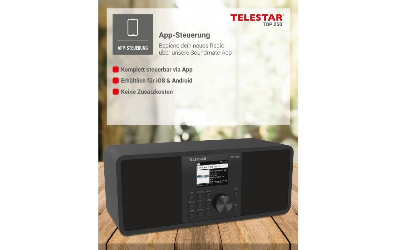 Telestar TOP 250 – DAB-/Internetradio – Tischradio – DAB+, UKW, Internetradio, USB, Bluetooth, WLAN – Schwarz