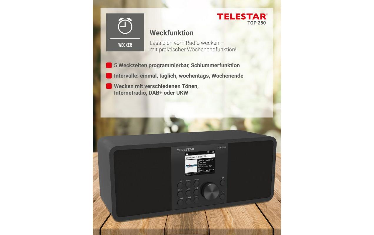 Telestar TOP 250 – DAB-/Internetradio – Tischradio – DAB+, UKW, Internetradio, USB, Bluetooth, WLAN – Schwarz
