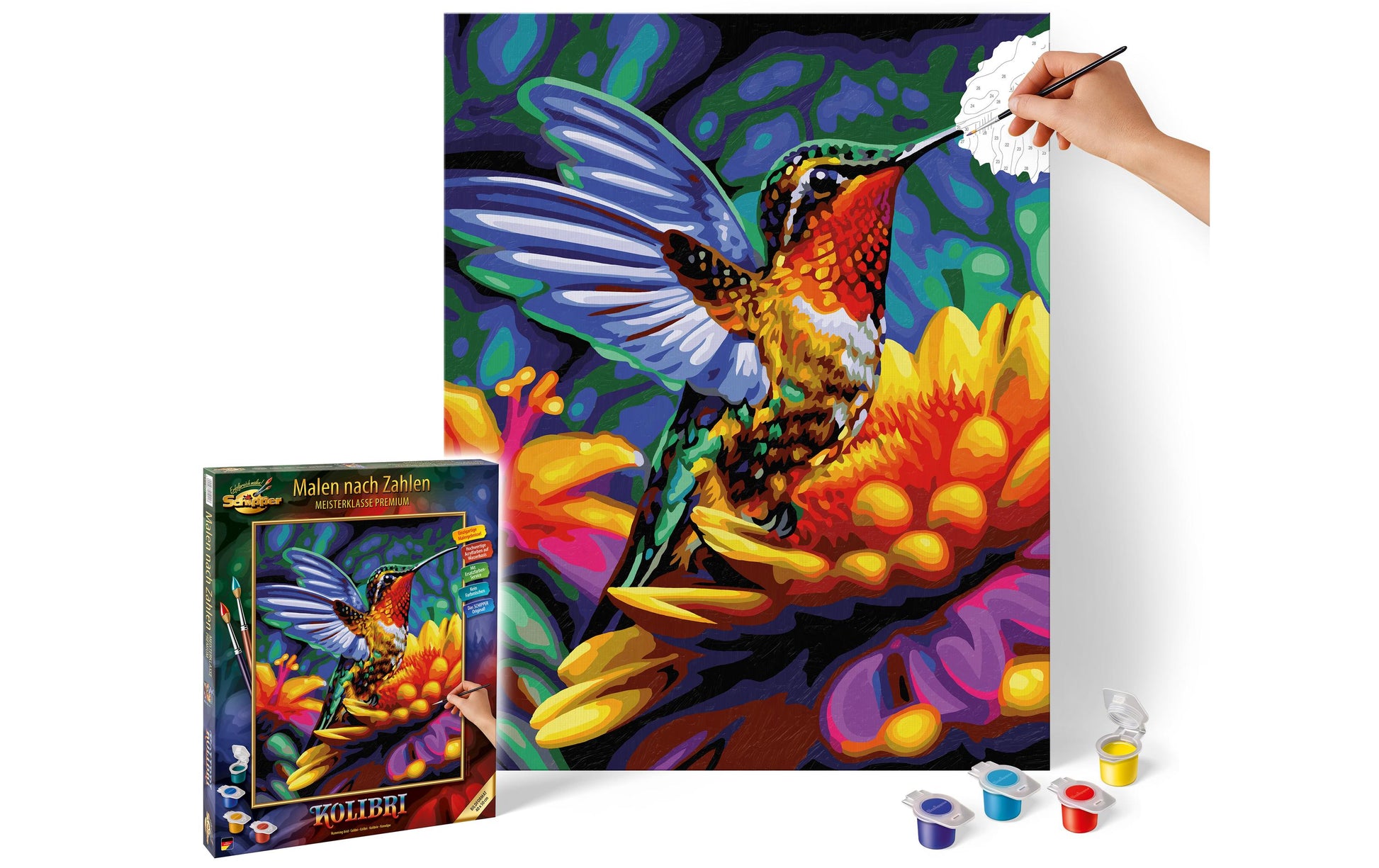 Schipper Malen-nach-Zahlen-Set Kolibri – 40 × 50 cm – 30 Farben – ab 14 Jahren