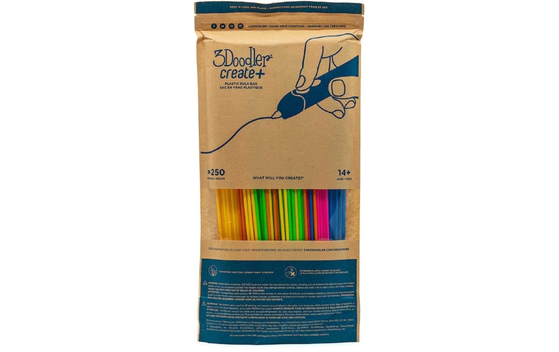 3Doodler 3D-Drucker-Filament Start+ Kompostierbarer Kunststoff 2,5 mm Mehrfarbig (Neon), opak
