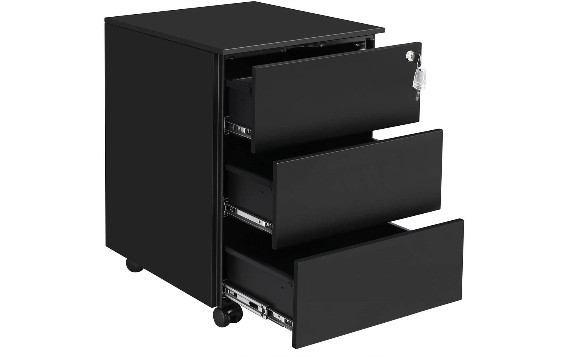 Songmics Rollcontainer – Stahl, schwarz, abschliessbar, 39 × 60 × 52 cm