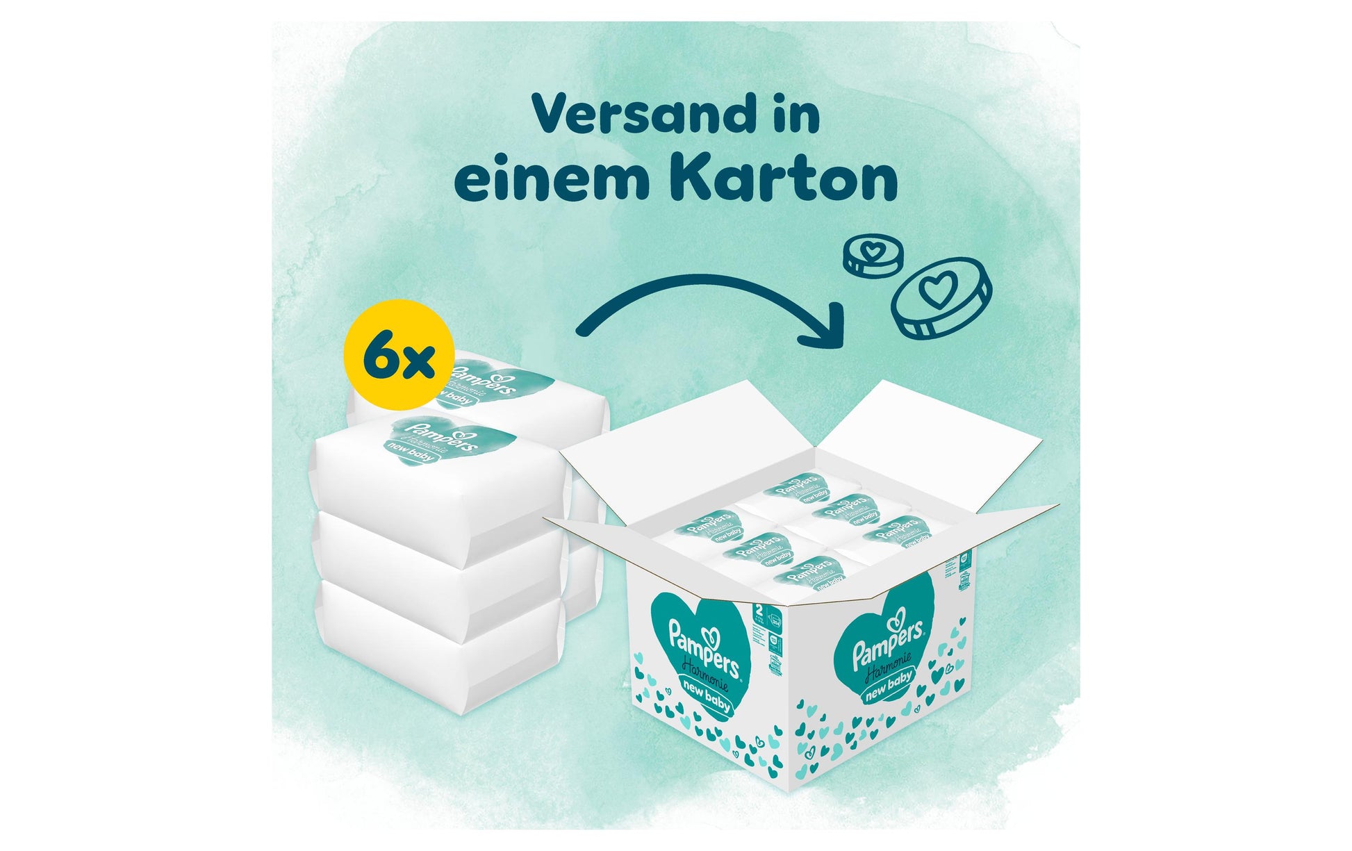 Pampers Windeln Harmonie Mini – Grösse 2 (4–8 kg) – 204 Stk – weiss