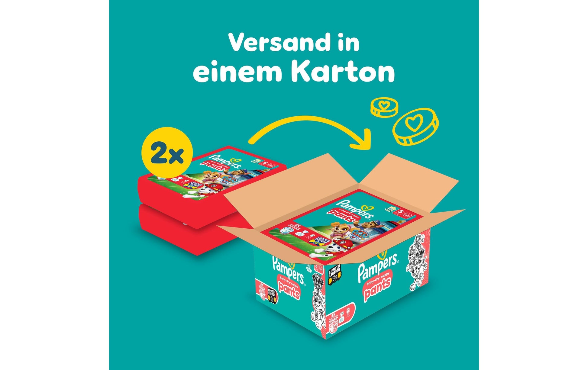 Pampers Baby Dry Pants Paw Patrol – Grösse 5 (12–17 kg) – 160 Stk – weiss
