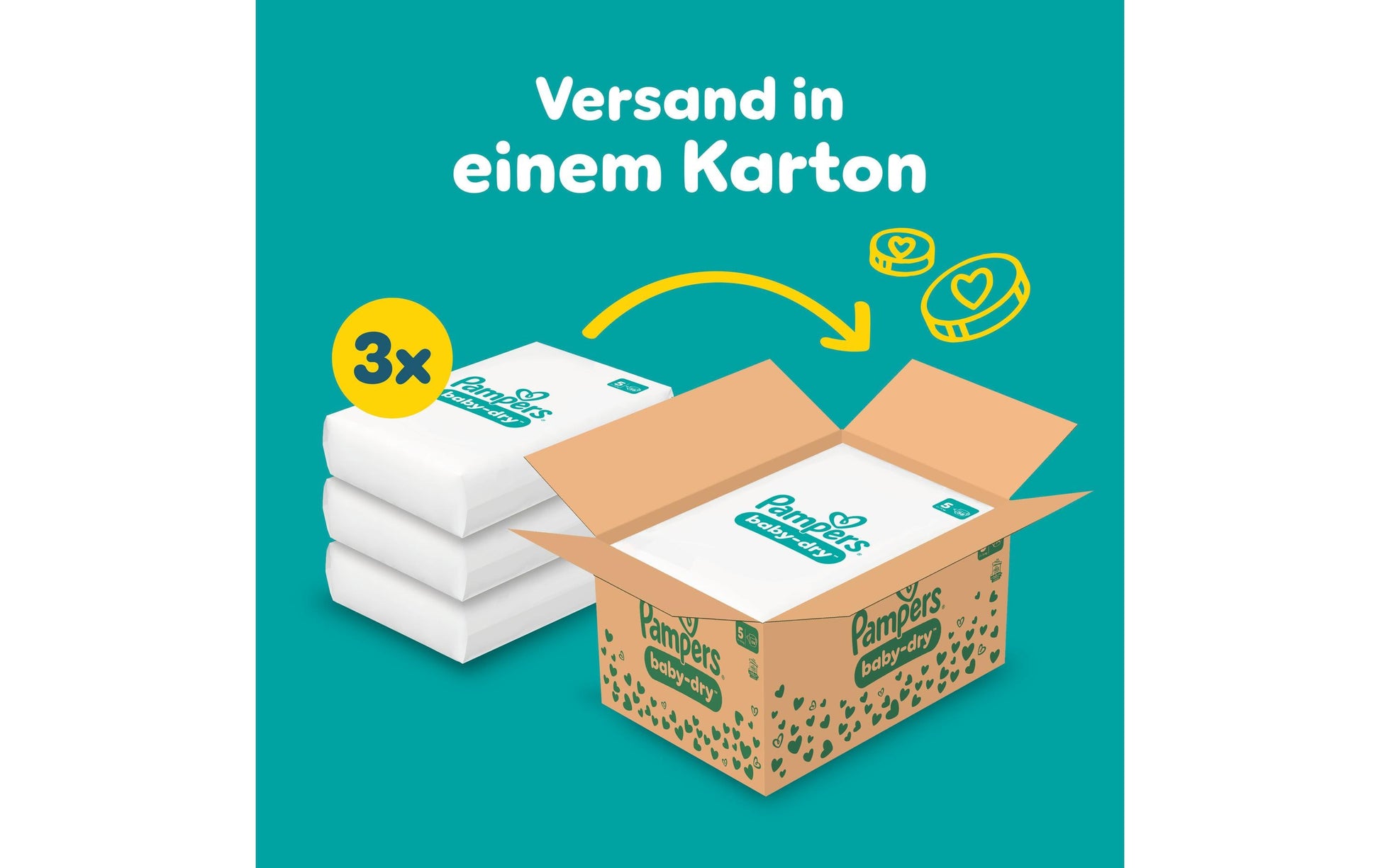 Pampers Windeln Baby Dry – Grösse 5 (11–16 kg) – 174 Stk, weiss