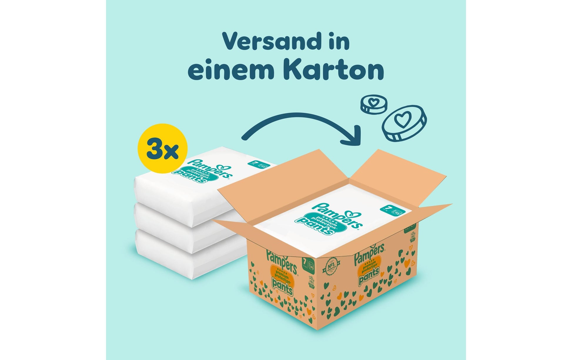 Pampers Windeln Premium Protection Pants – Grösse 7, für 17+ kg, 123 Stk