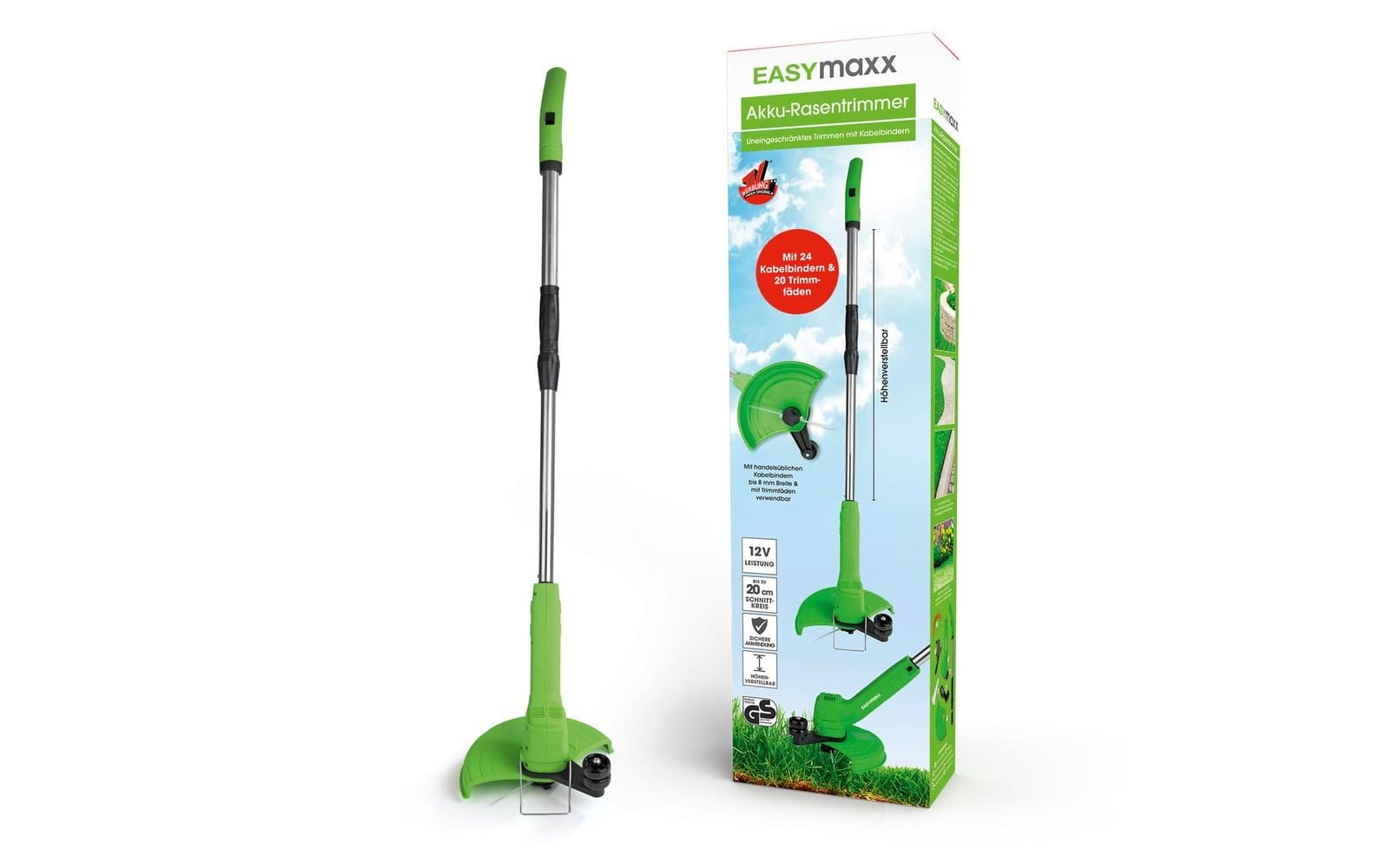EASYmaxx 11025 Akku-Rasentrimmer – 12 V – Schnittbreite 24 cm – 28 W – inkl. Ladegerät