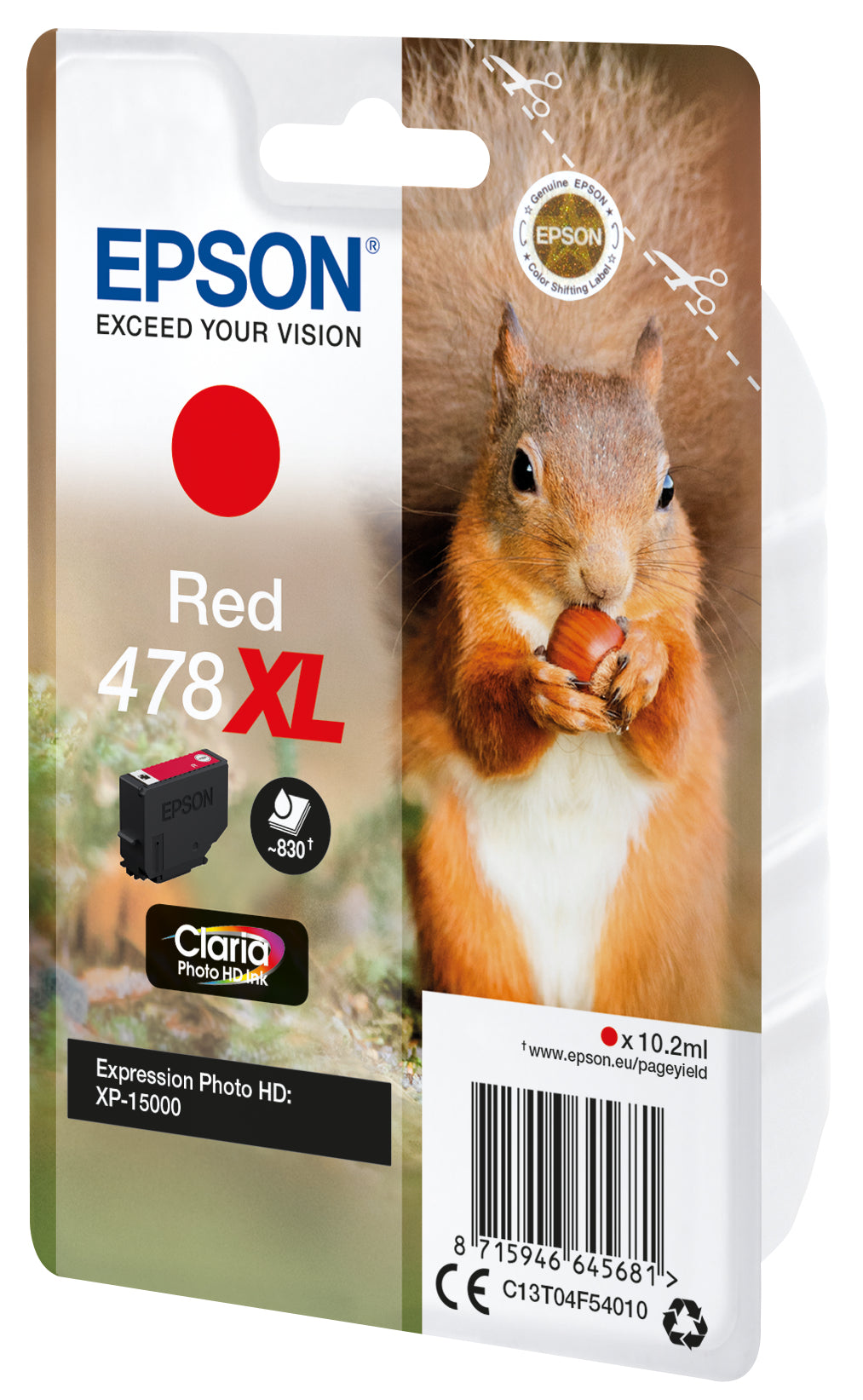 Epson 478XL Rot Tintenpatrone (Original) – 830 Seiten – für Epson Expression Photo HD XP-15000