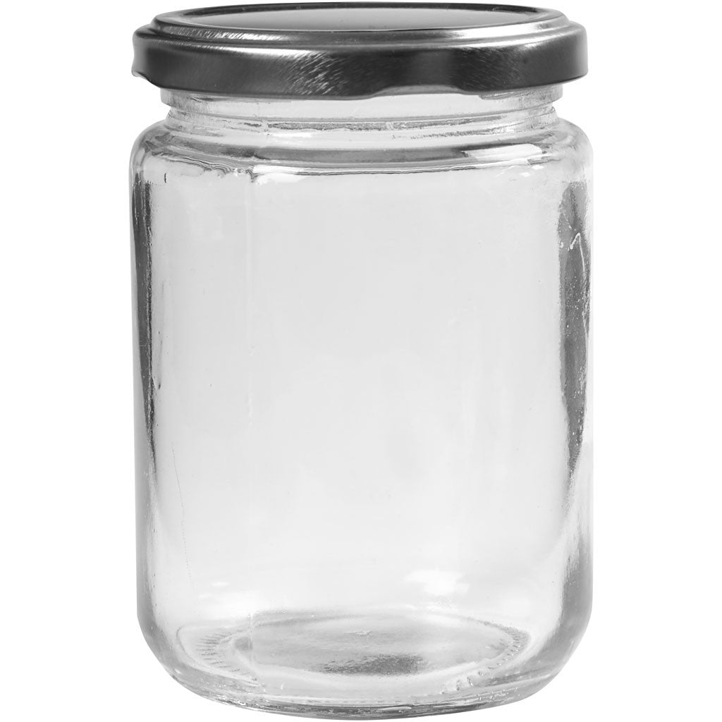 Creativ Company Glasbehälter – 6er Set, 370 ml, Ø 7,5 cm, Glas, Transparent, mit Edelstahl-Deckel