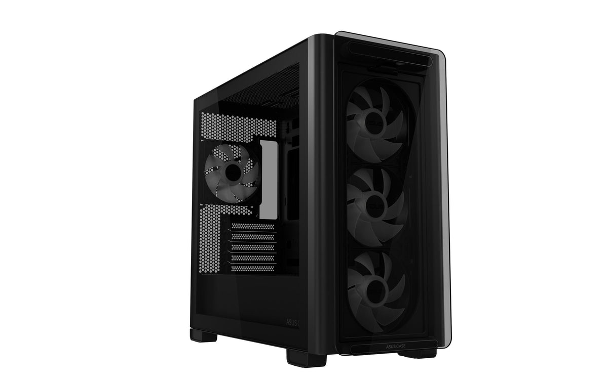 ASUS A23 PLUS TG – PC-Gehäuse – Micro-ATX/Mini-ITX, 7 Lüfterplätze, 3×2,5", 2×3,5", Sichtfenster, Schwarz