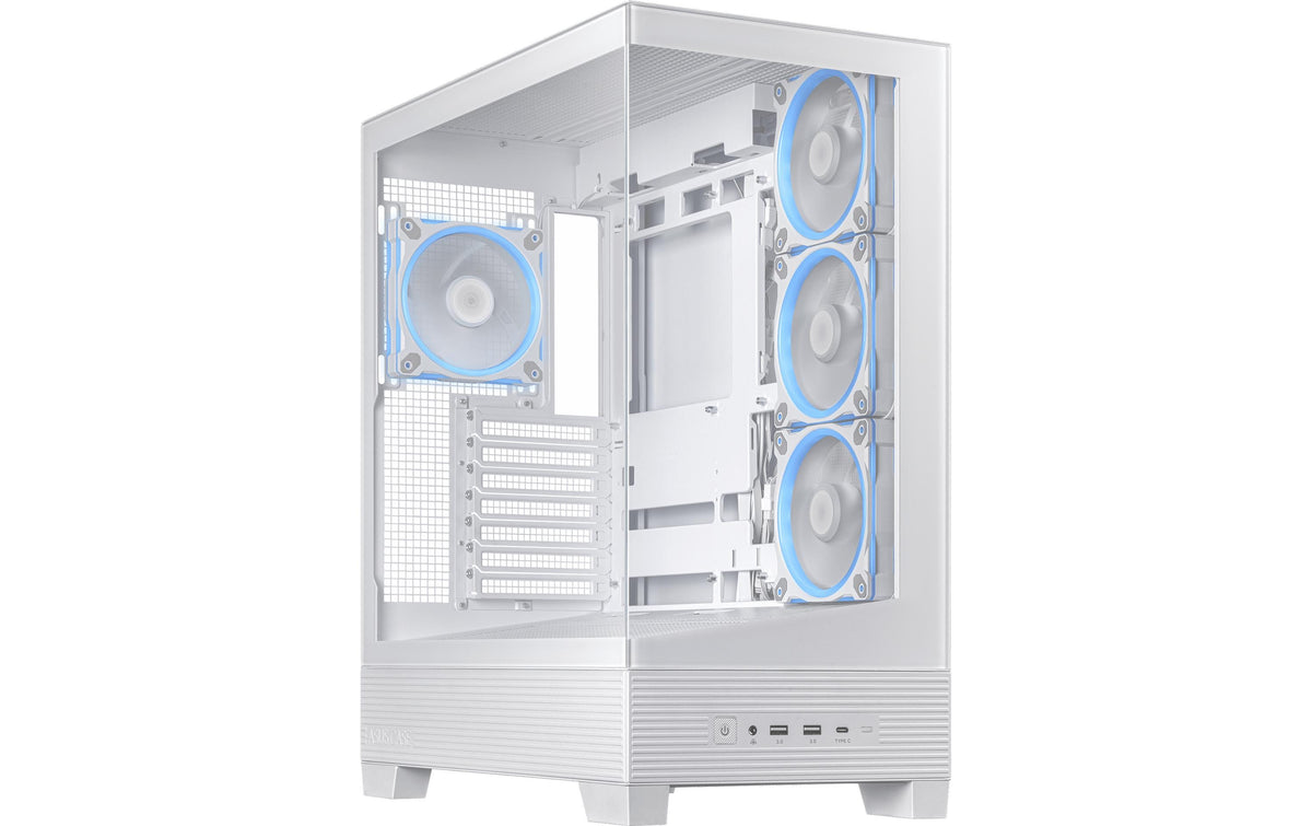 ASUS A31 PLUS TG ARGB WEISS – PC-Gehäuse (Midi-Tower) – Weiss, ATX/mATX/Mini-ITX, 2×3,5"/3×2,5"
