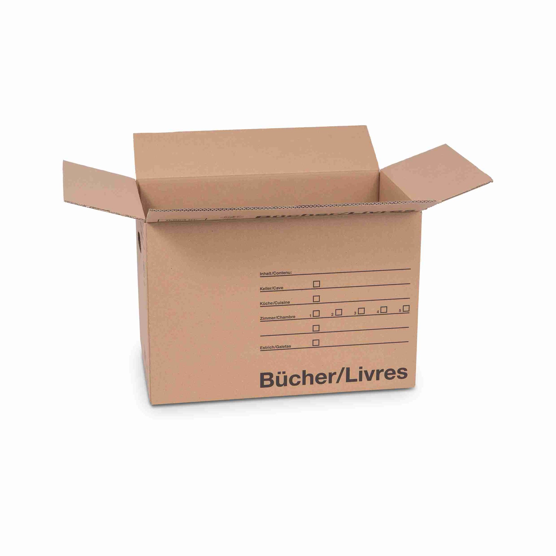 Model Versandbox – 490 × 288 × 330 mm, braun, Wellkarton, Grifflöcher, Formularfelder – 1 Stk., ab 100 Stk.
