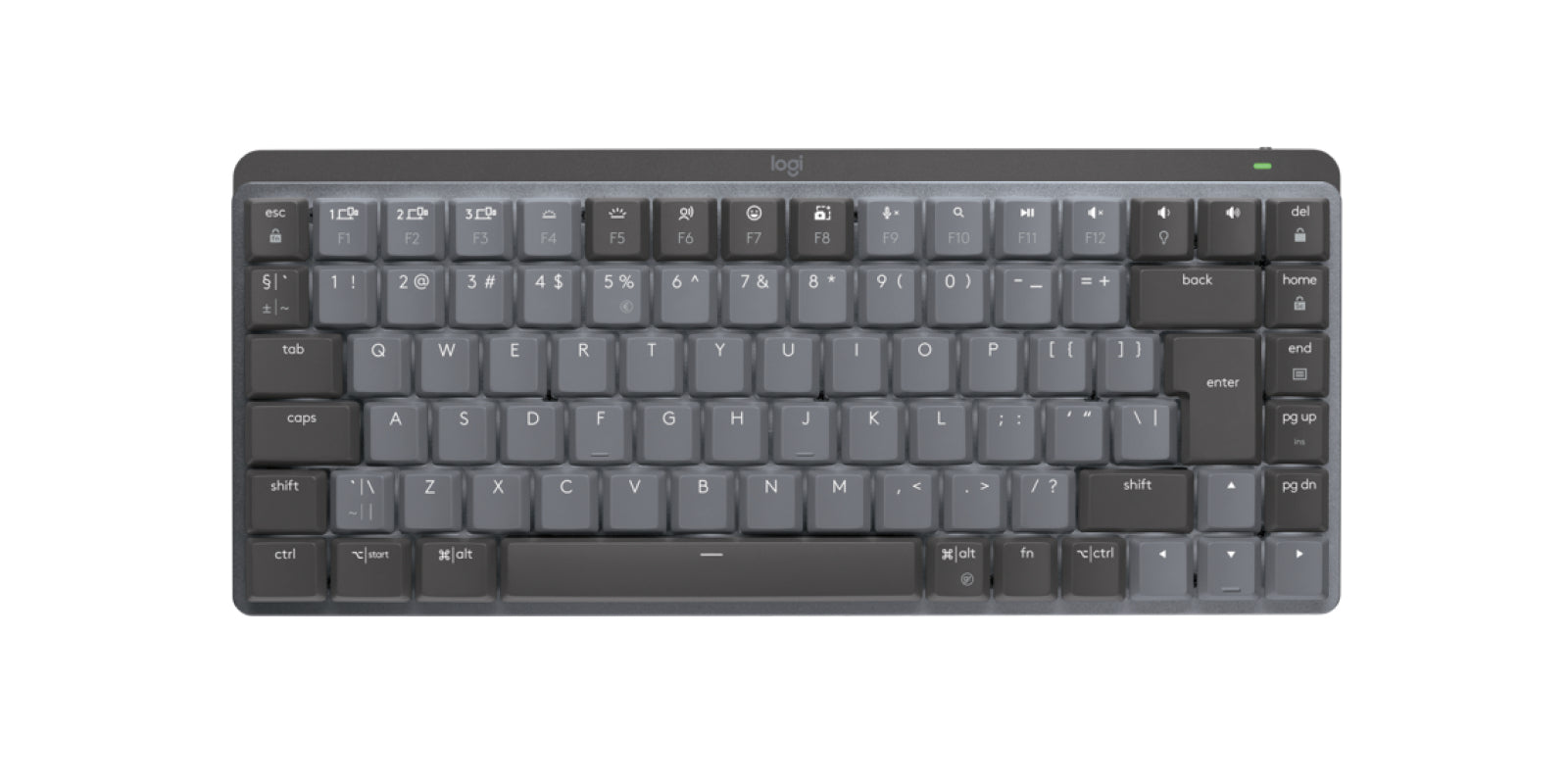 Logitech MX Mech Mini – Tastatur, kabellos, US-Layout (EN), mechanisch, beleuchtet, Grau