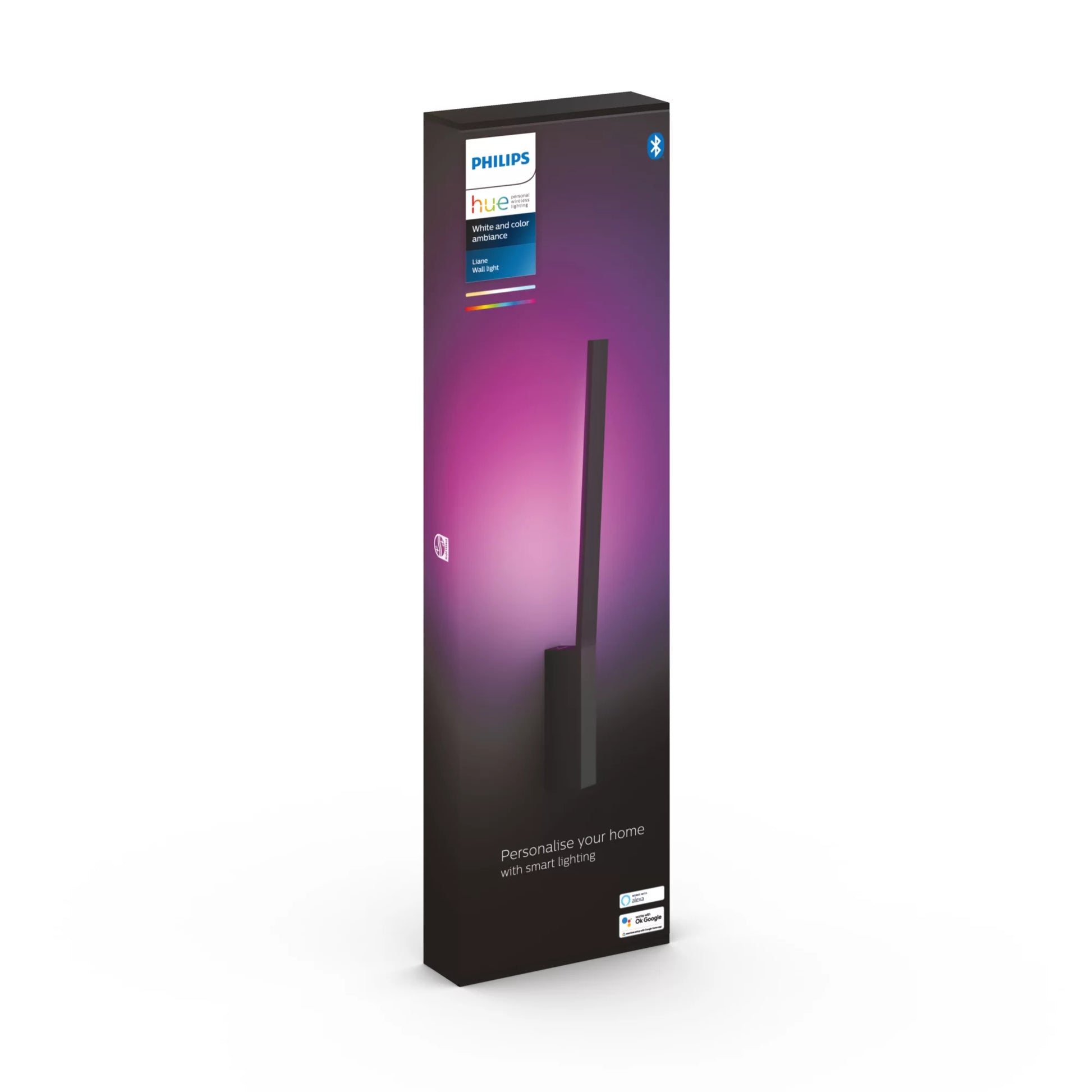 Philips by Signify Philips Hue Wandleuchte White & Color Ambiance – 850 lm, 12,2 W, 2000–6500 K, dimmbar, Bluetooth/ZigBee, schwarz