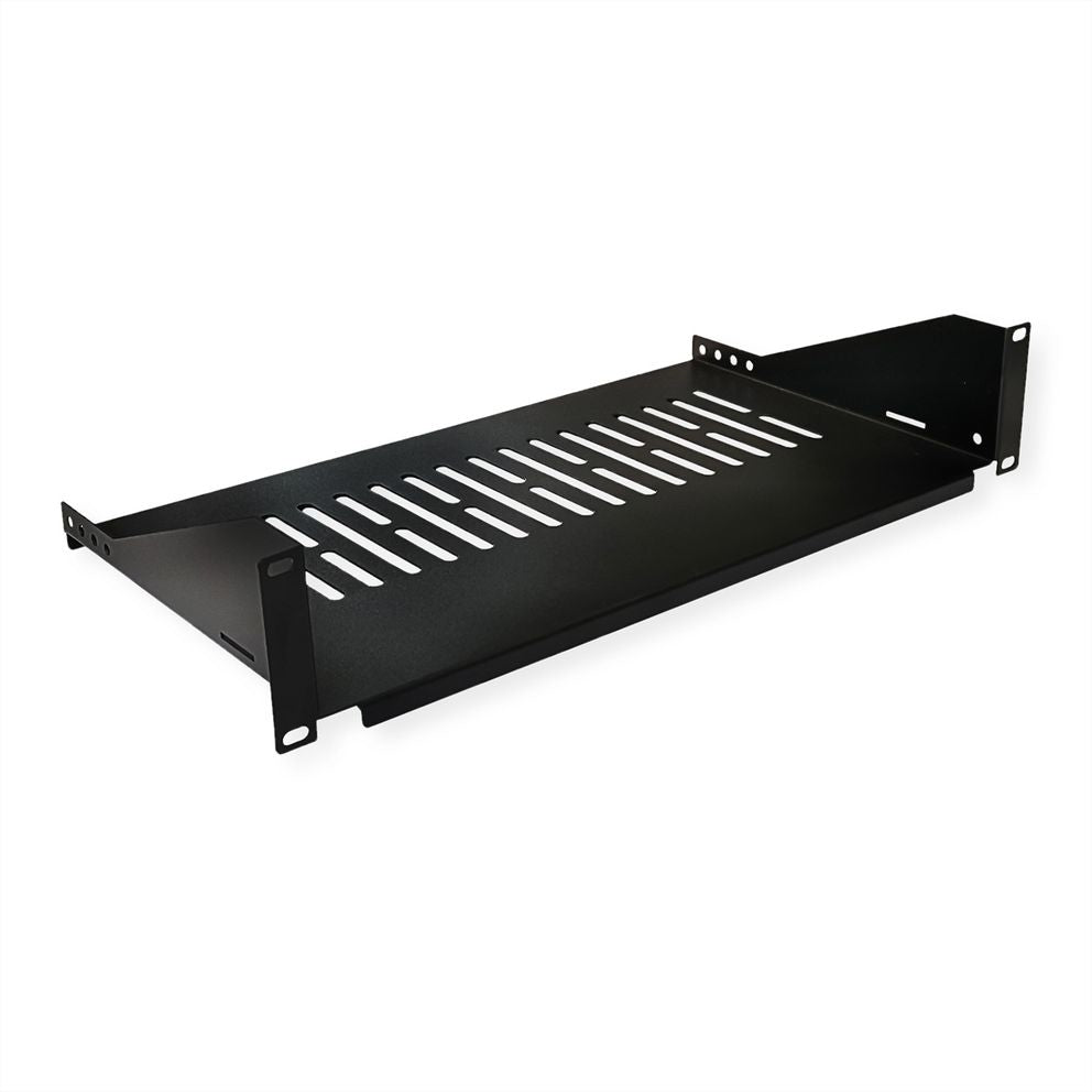 VALUE Rack-Regalboden 19", 26.99.0405 – Festeinbau – 2U – 485 × 250 × 88 mm – 10 kg – Schwarz – 1 Stk.