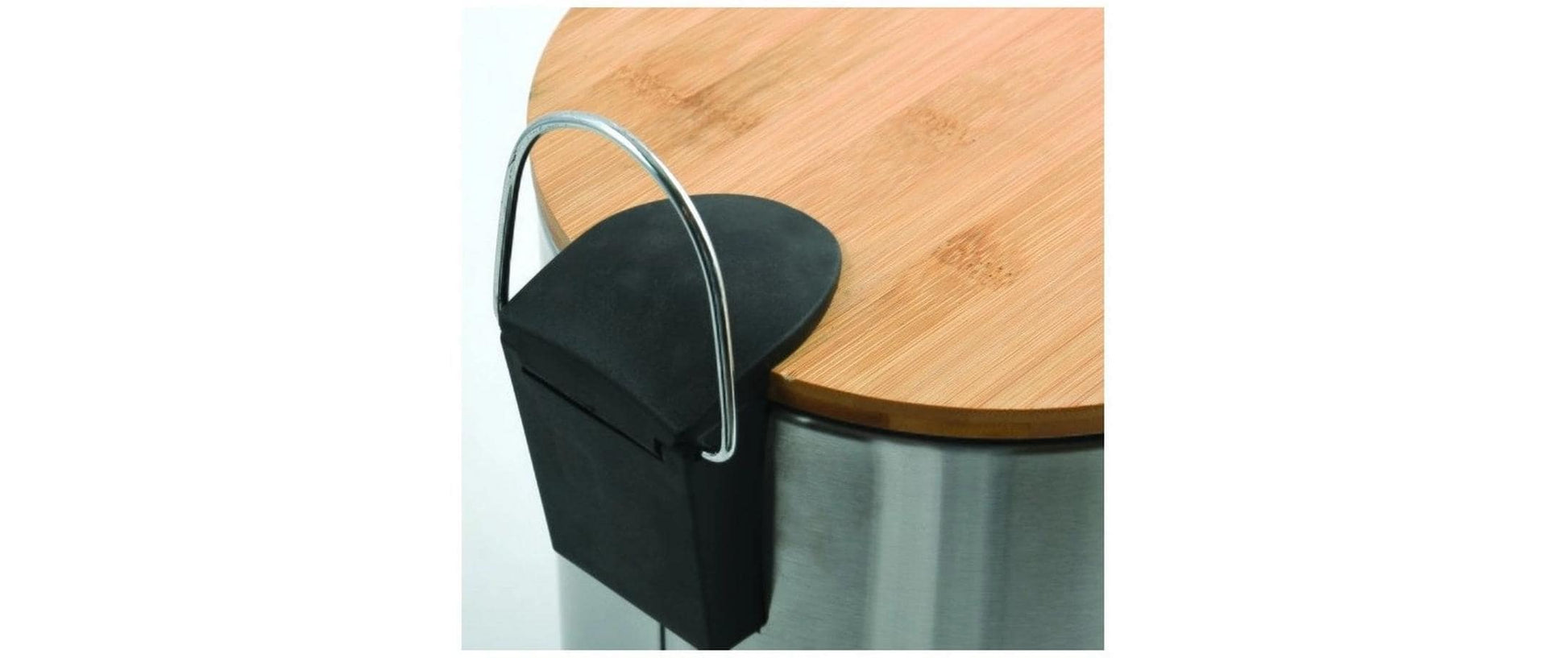 Spirella Tisch-Abfallbehälter – 3 l – mit Deckel – Edelstahl, Bambus – Ø 170 × H 225 mm