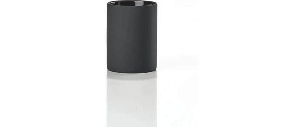 Zone Denmark Karma Zahnbürstenhalter – Ø7,6×10 cm, Steingut, Schwarz