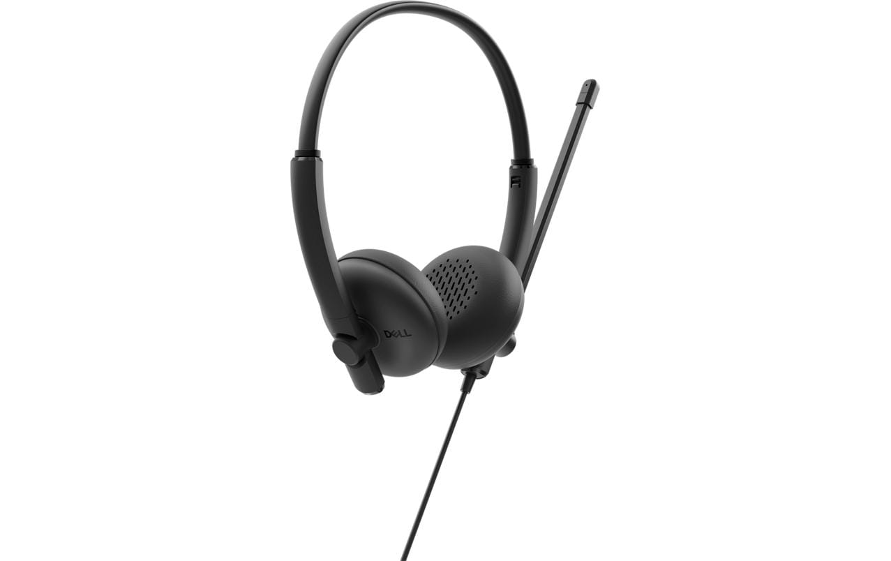 DELL WH125 – Duo Headset (On-Ear) – USB-A, mit Boom-Mikrofon, Stummschaltung – Schwarz – für PC/Mac, Teams-kompatibel