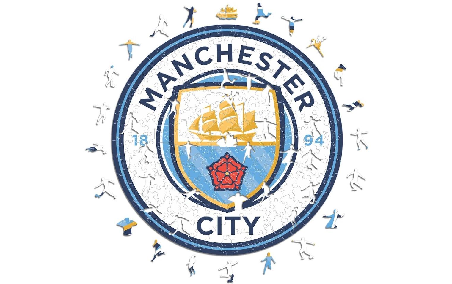 Iconic Puzzles Puzzle Man City FC Logo – 270 Teile – 37,5 × 37,5 cm – ab 10 J. – Holz, mehrfarbig – FSC