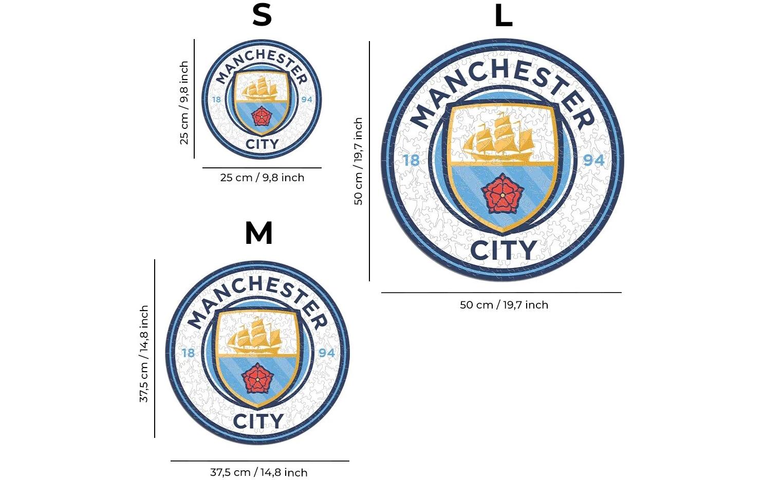 Iconic Puzzles Puzzle Man City FC Logo – 270 Teile – 37,5 × 37,5 cm – ab 10 J. – Holz, mehrfarbig – FSC