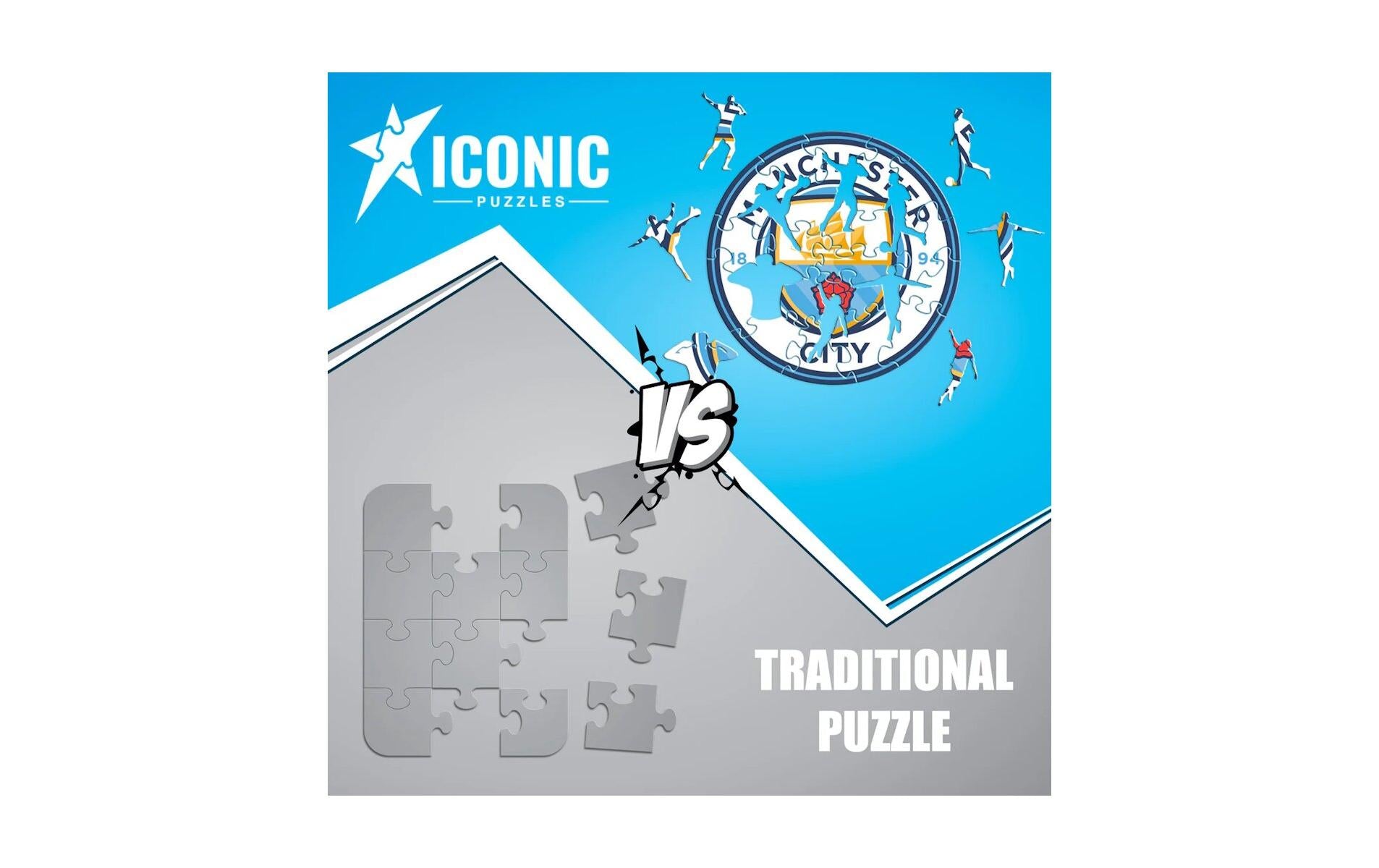 Iconic Puzzles Puzzle Man City FC Logo – 270 Teile – 37,5 × 37,5 cm – ab 10 J. – Holz, mehrfarbig – FSC