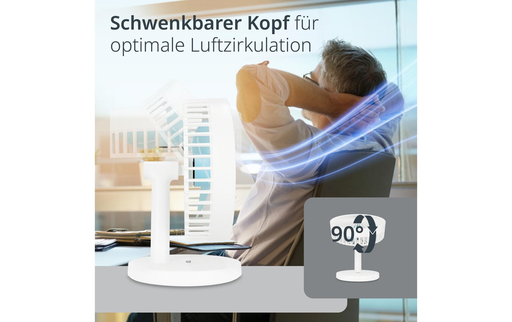 ADE USB-Tischventilator – 18 cm, 3 Stufen, 22 dB, Weiss