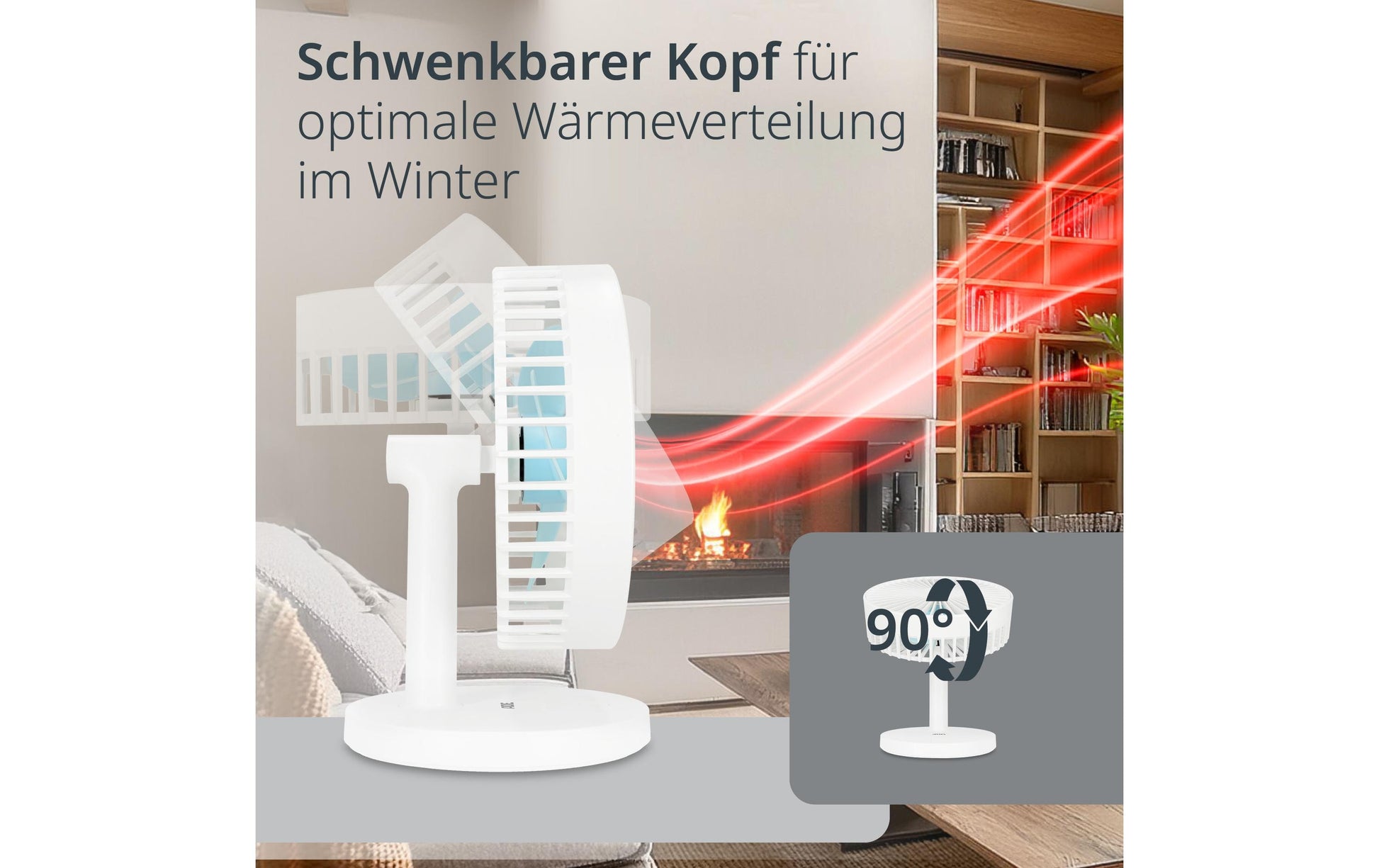 ADE USB-Tischventilator – 18 cm, 3 Stufen, 22 dB, Weiss