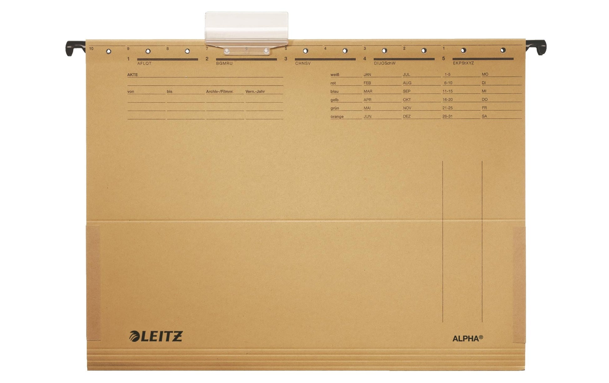Leitz Hängetasche Alpha – für A4, braun, Karton, 25 Stk., mit Frosch, Etikettenhalter