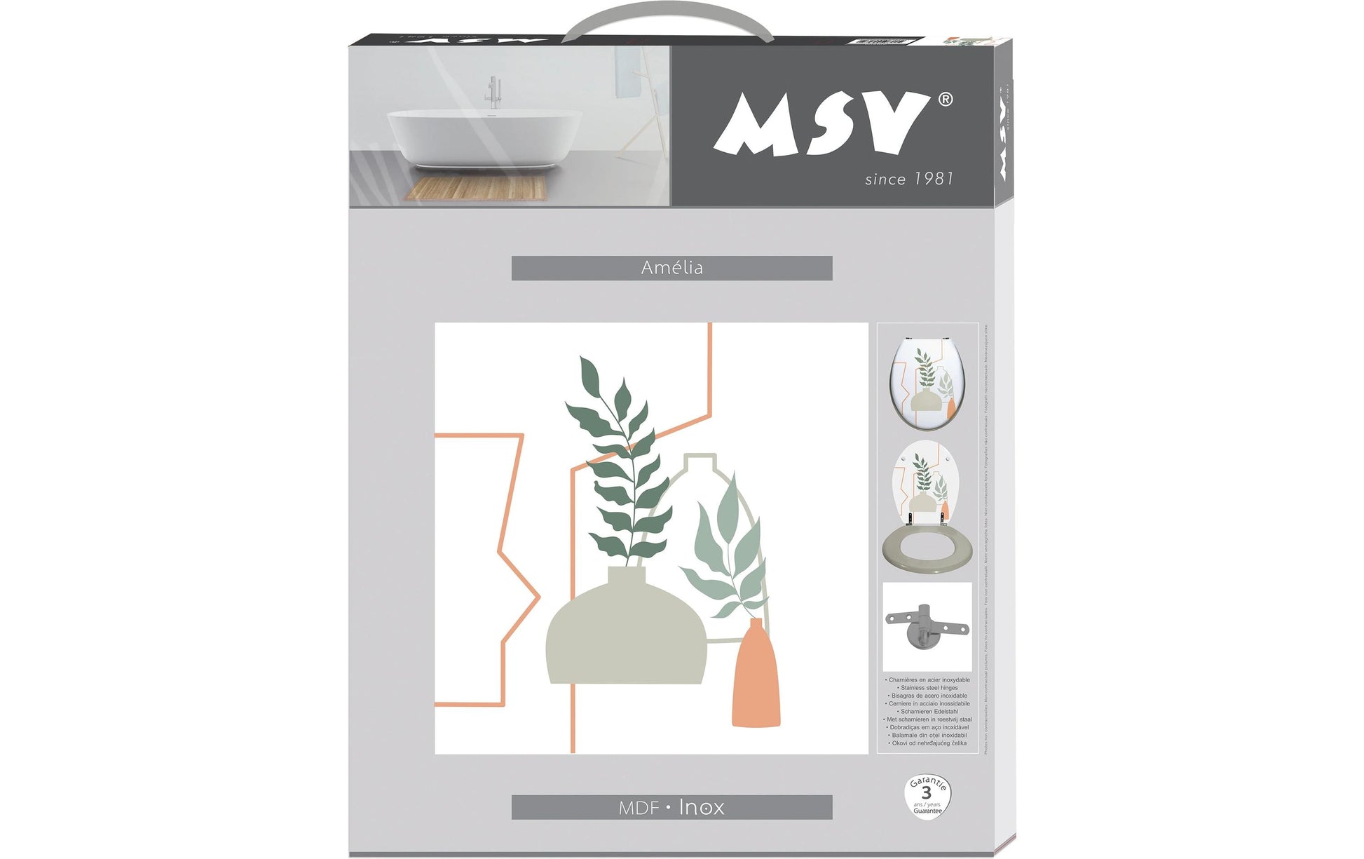 MSV WC-Sitz Amelia – MDF, Mehrfarbig, 37 × 45 cm