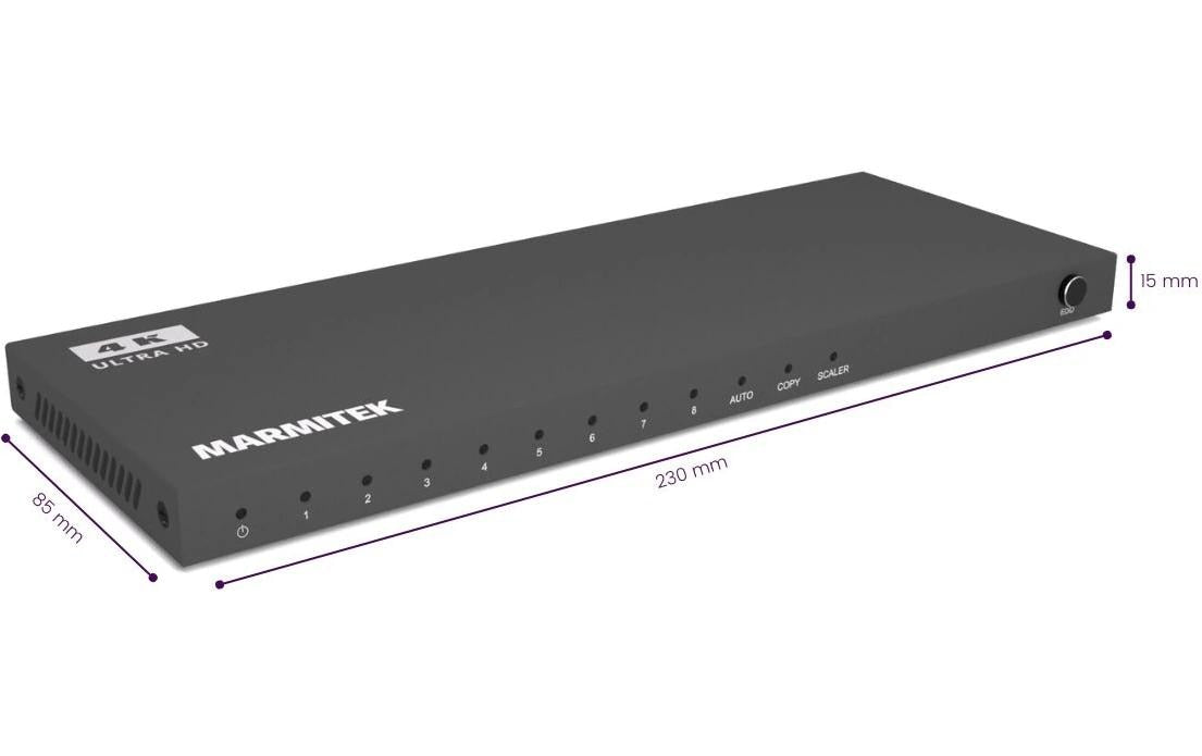 Marmitek Split 618 Pro – HDMI-Splitter – 4K UHD, 8 Ausgänge, HDMI 2.0b – Schwarz