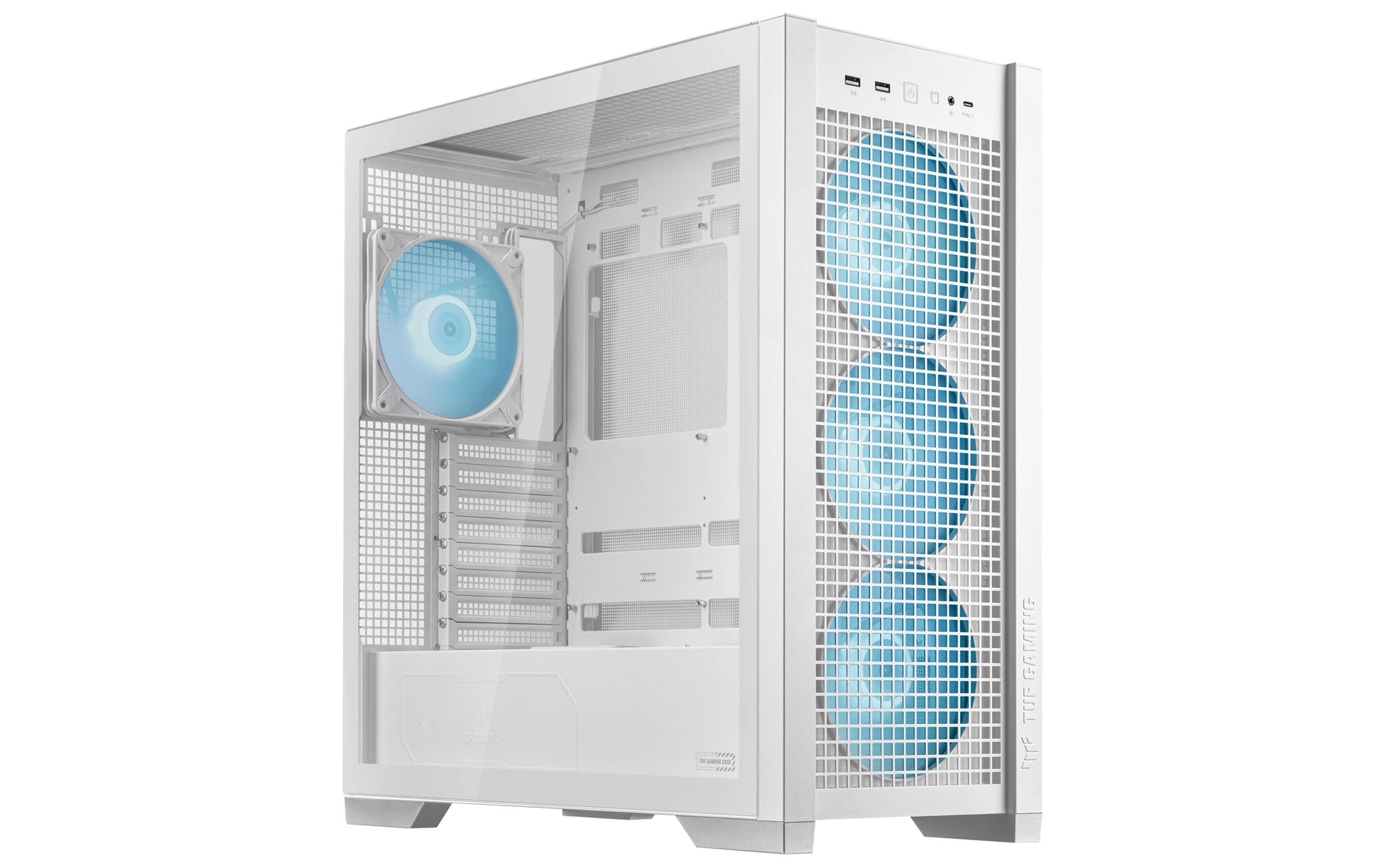 ASUS TUF Gaming GT302 ARGB – PC-Gehäuse – Weiss, EATX/ATX/mATX/Mini-ITX, 3×140 mm Front, Seitenfenster